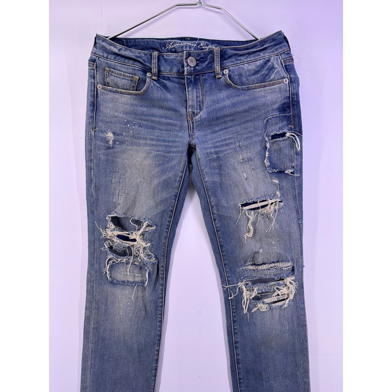 American Eagle Outfitters American Eagle Blue Ripped Skinny Jeans Size 6 Size 28" / US 6 / IT 42 - 2 Thumbnail