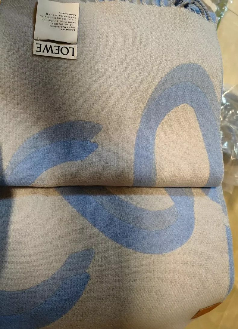 Loewe LOEWE Blue jacquard tassel, wool scarf Size ONE SIZE - 3 Thumbnail