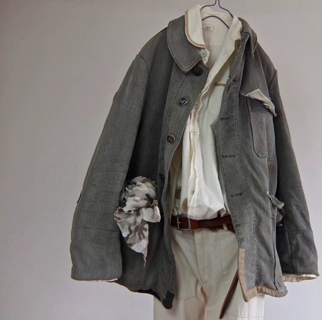 Other MANURE OF DRAWS 1920s Round Collar Velvet Linen Shirt Size US S / EU 44-46 / 1 - 8 Thumbnail