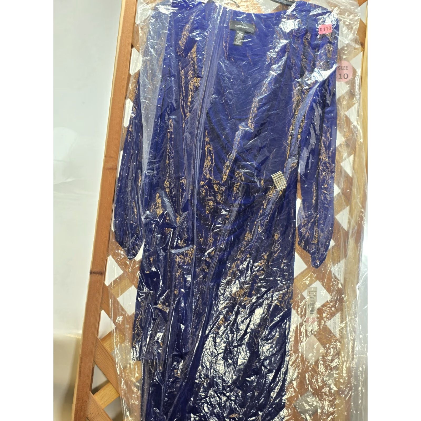 R&M Richards Women\'s Glow Evening Dress - Color Royal - Size 10 - Ballon  Sleeve 3/4 -