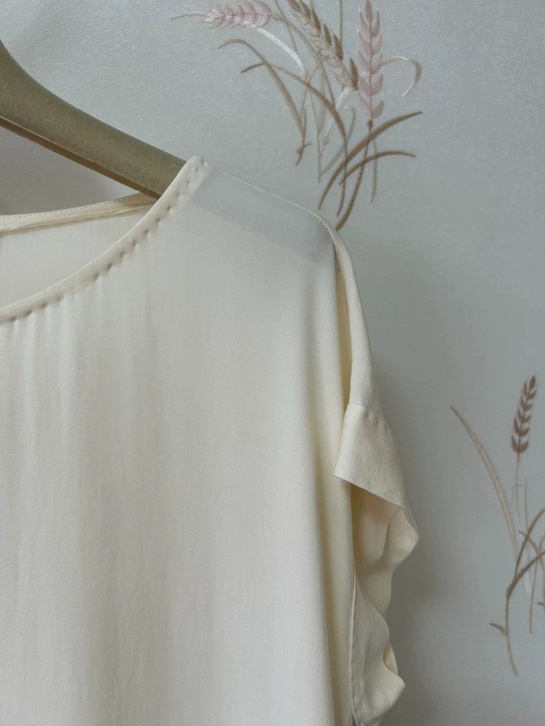 Loro Piana LORO PIANA Cream silk short-sleeved top Size M / US 6-8 / IT 42-44 - 5 Thumbnail
