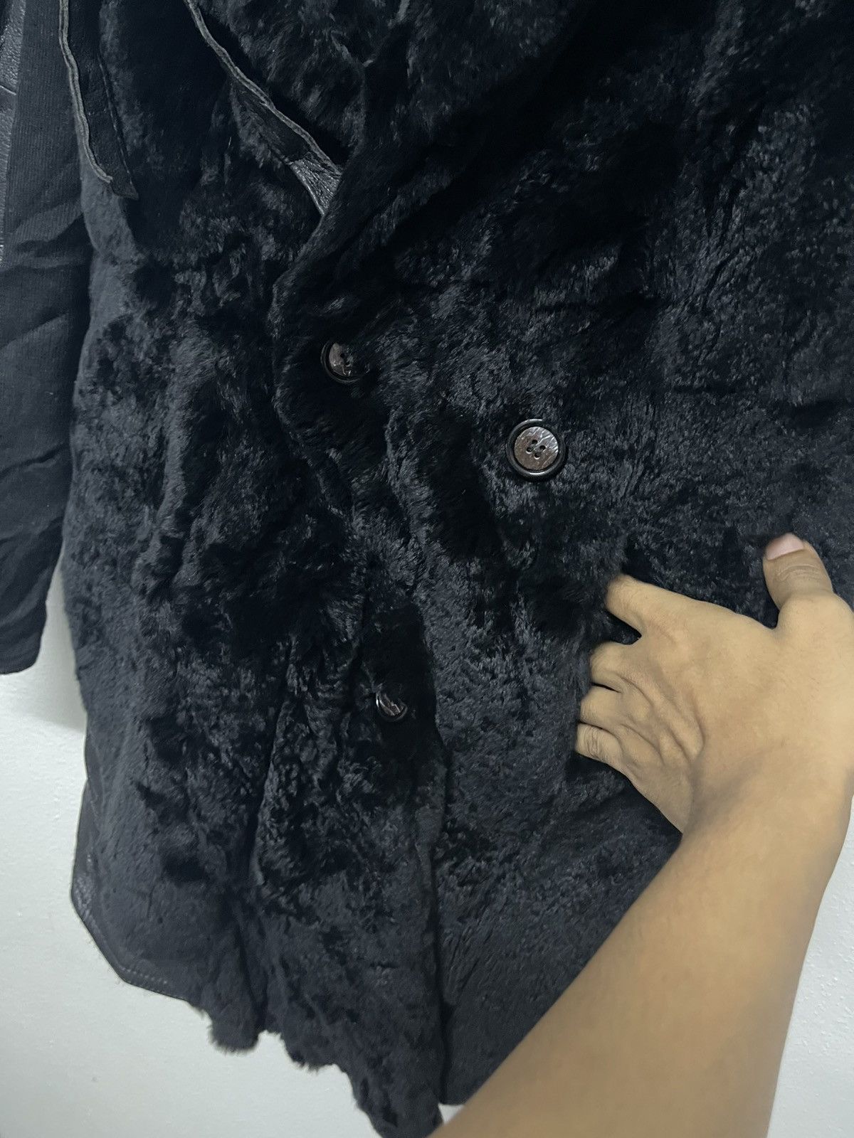 Helmut Lang HELMUT LANG GOAT LEATHER MIX FUR RABBIT JACKET ASYMMETRICAL Size S / US 4 / IT 40 - 10 Thumbnail
