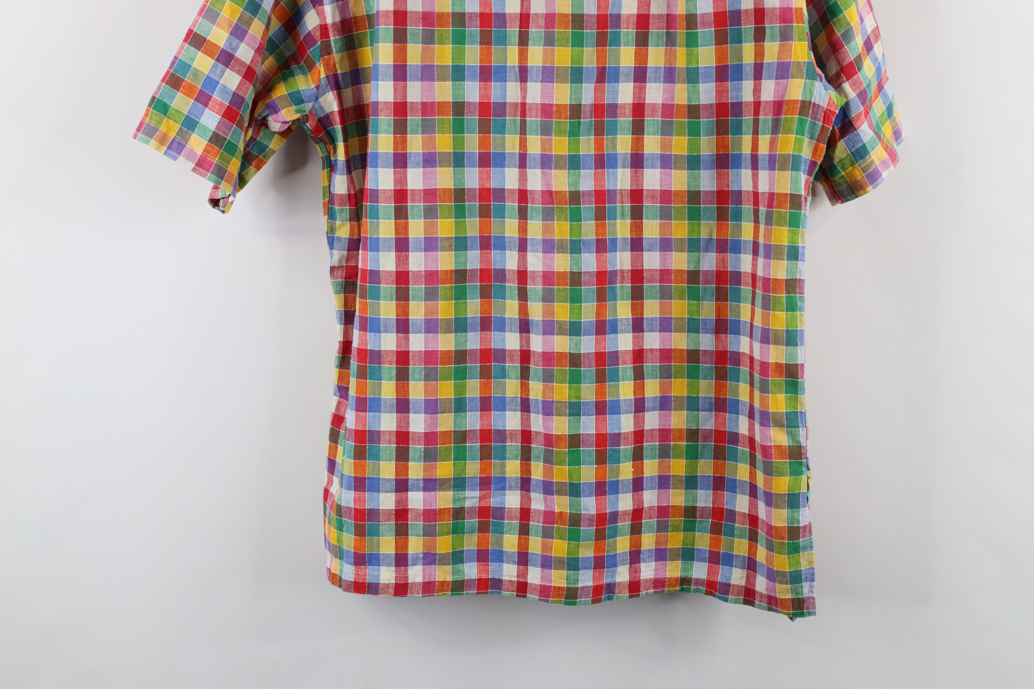 Vintage Vintage 60s 70s Streetwear Checkered Linen Button Shirt Size US L / EU 52-54 / 3 - 14 Thumbnail