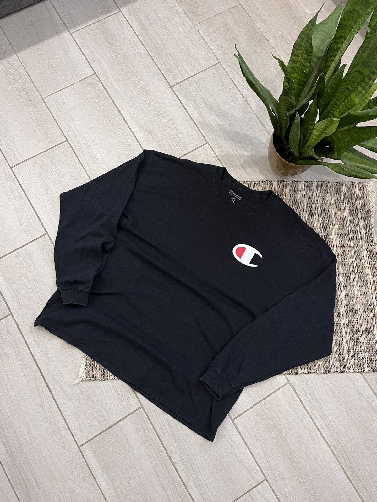 Champion × Vintage Vintage Champion Longsleeve Tshirt Black Oversize blank Size US XXL / EU 58 / 5 - 1 Thumbnail