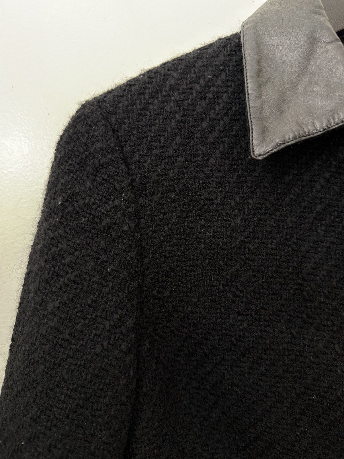 Helmut Lang AW01 Tweed Leather Collar Jacket Size M / US 6-8 / IT 42-44 - 3 Thumbnail