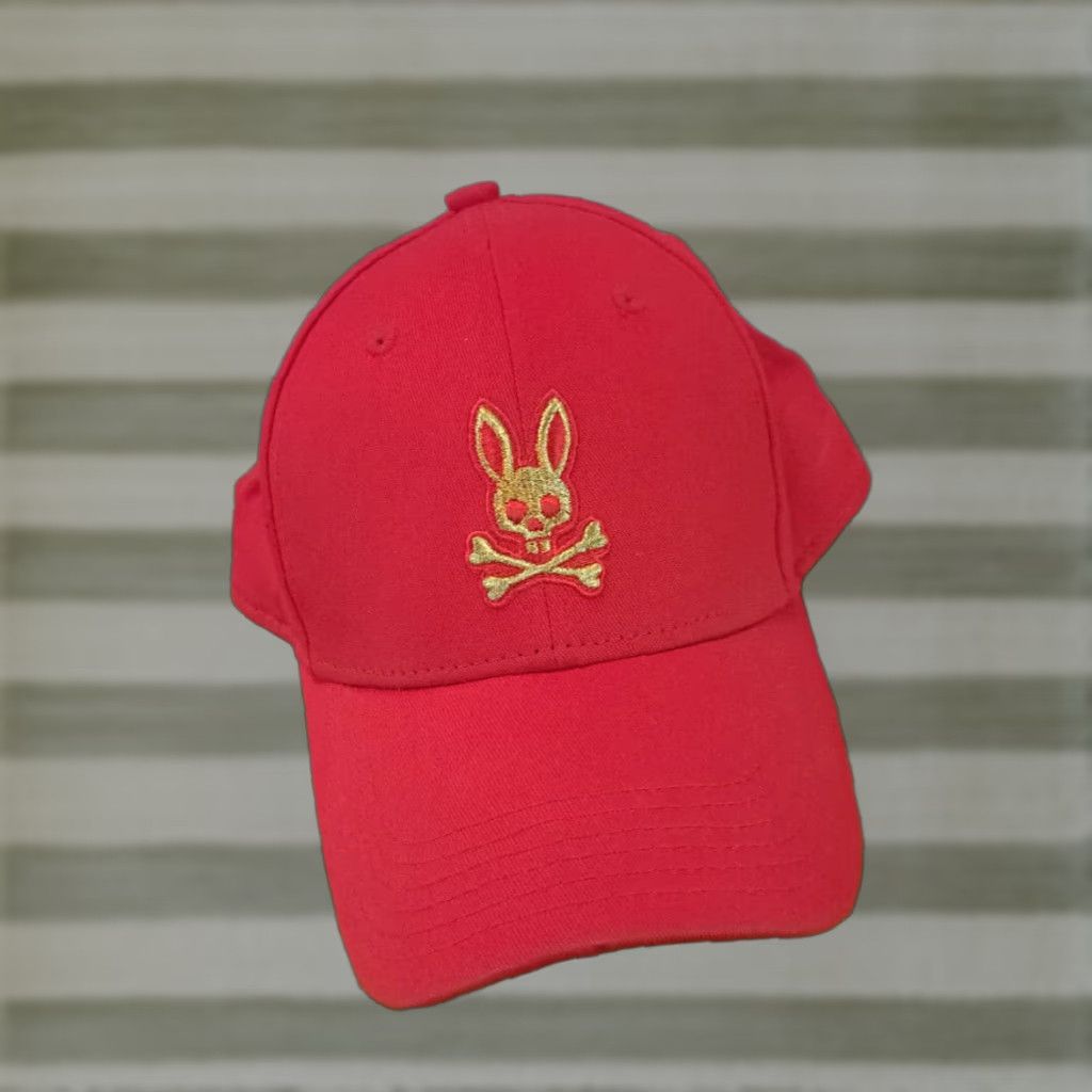 Psycho Bunny Psycho Bunny Adjustable Hat Red Baseball Cap Unisex Adults Bunny Embroidered Canvas Adjustable Cap Red Size ONE SIZE - 1 Thumbnail