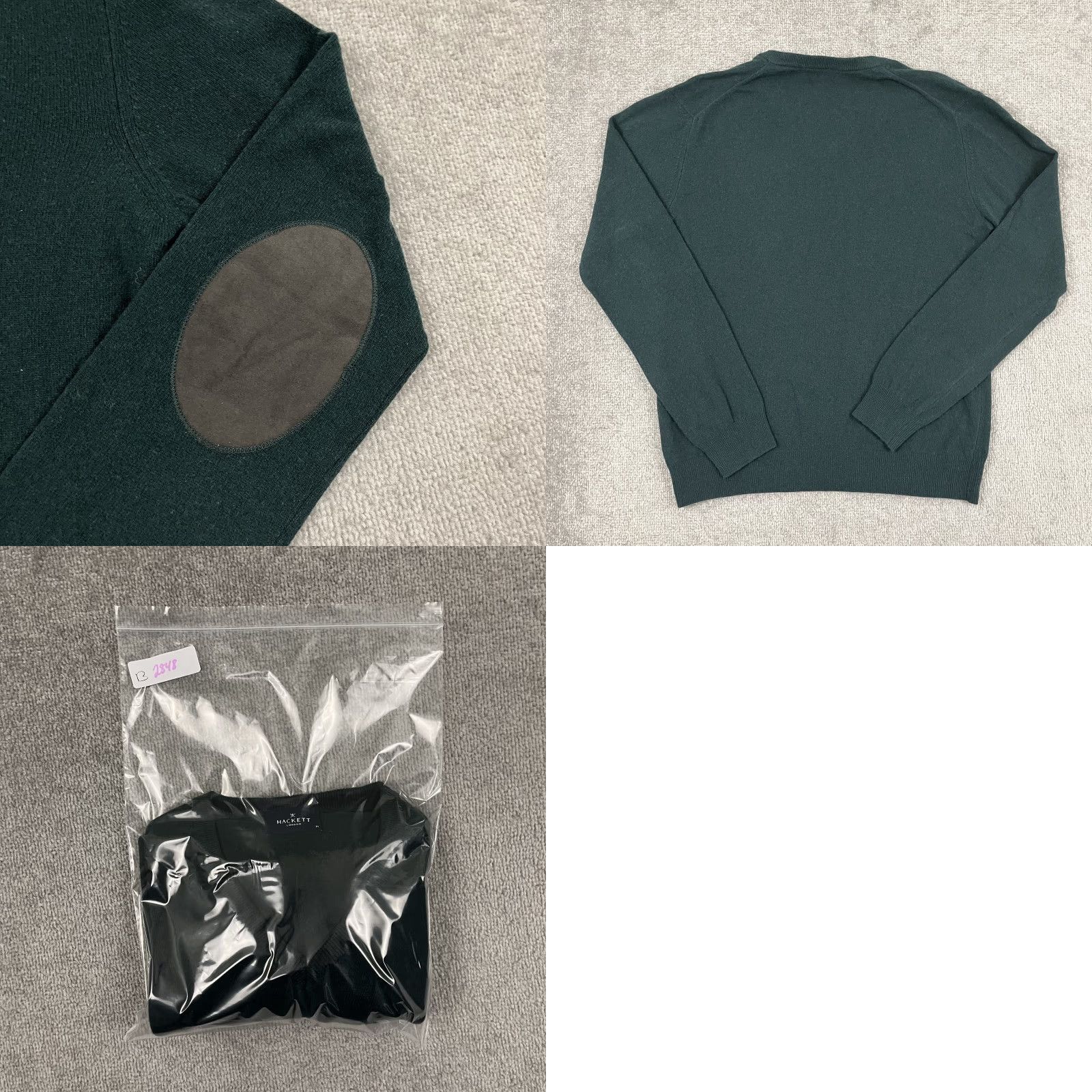 Hackett Hackett London Sweater Mens Medium Night Green Wool Cashmere Elbow Jumper V Neck Pullover Size US M / EU 48-50 / 2 - 8 Thumbnail
