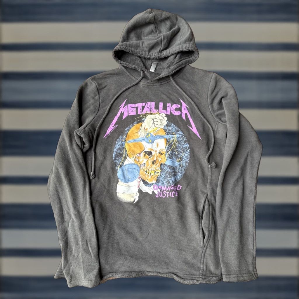 H&M VINTAGE H&M Metallica Damaged Justice Hoodie Sweatshirt Womens XS Black Raglan Logo Pullover All Seasons Graphic Print Festival Music Rock Size S / US 4 / IT 40 - 1 Thumbnail