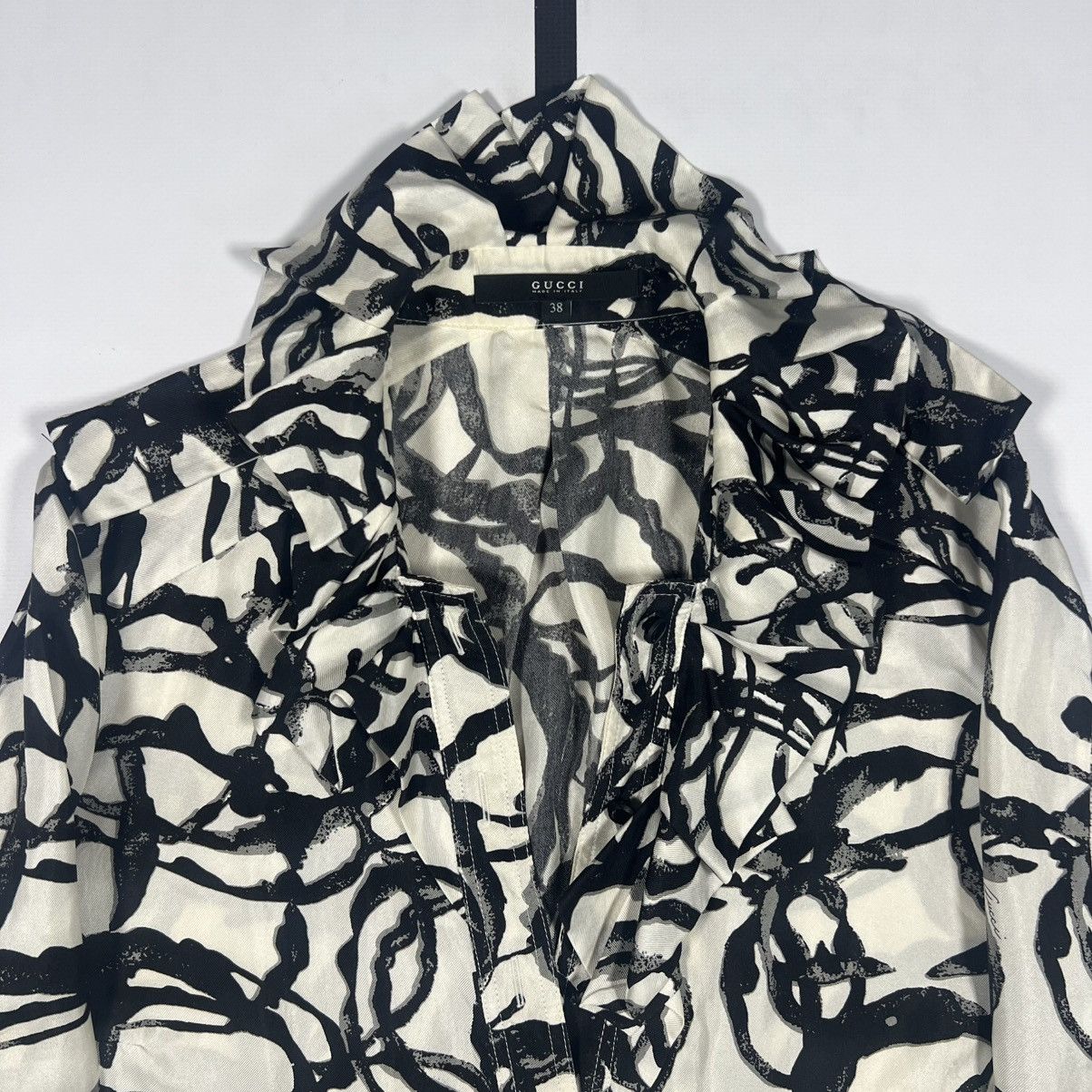 Gucci |[ SS07 Gucci Abstract Print Silk Button Up Blouse ]| Size XS / US 0-2 / IT 36-38 - 6 Thumbnail
