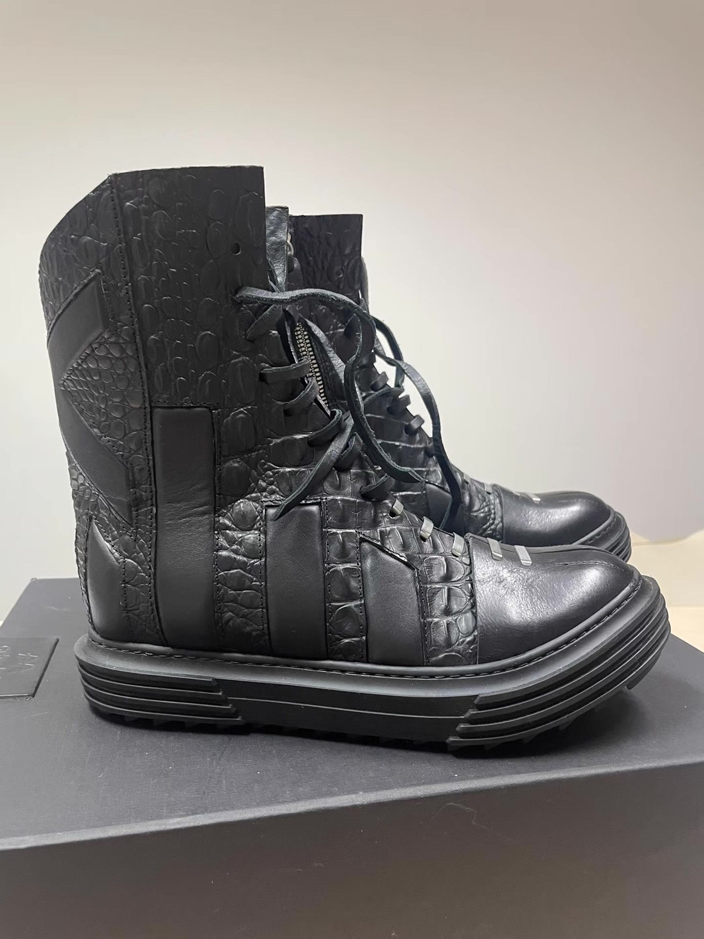 Artselab Artselab Men's Crocodile Embossed Boots Ｑ21 Size US 7 / EU 40 - 2 Thumbnail