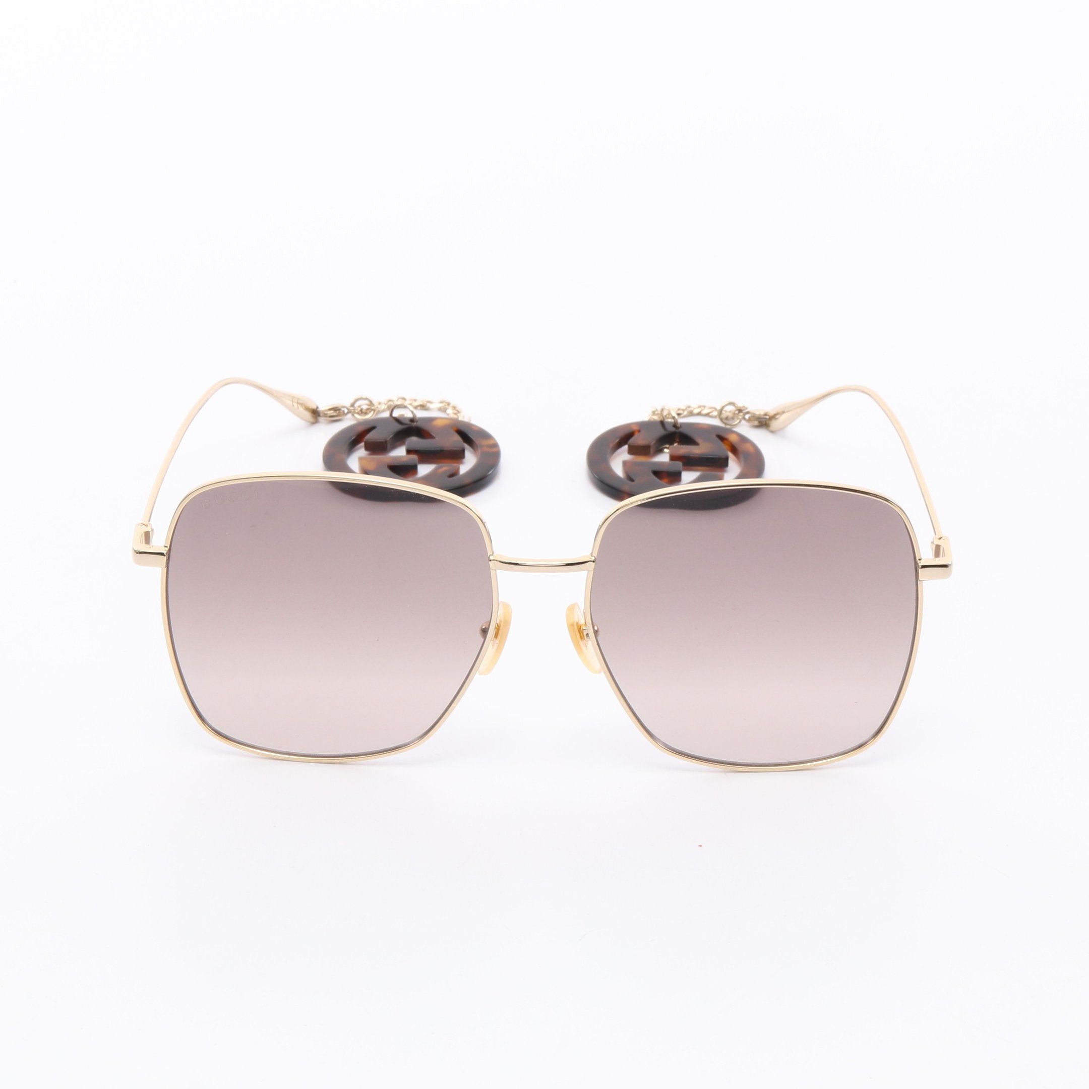 Gucci Gucci Square Frame Sunglasses Gp Gold Gradient Lens Size ONE SIZE - 1 Thumbnail