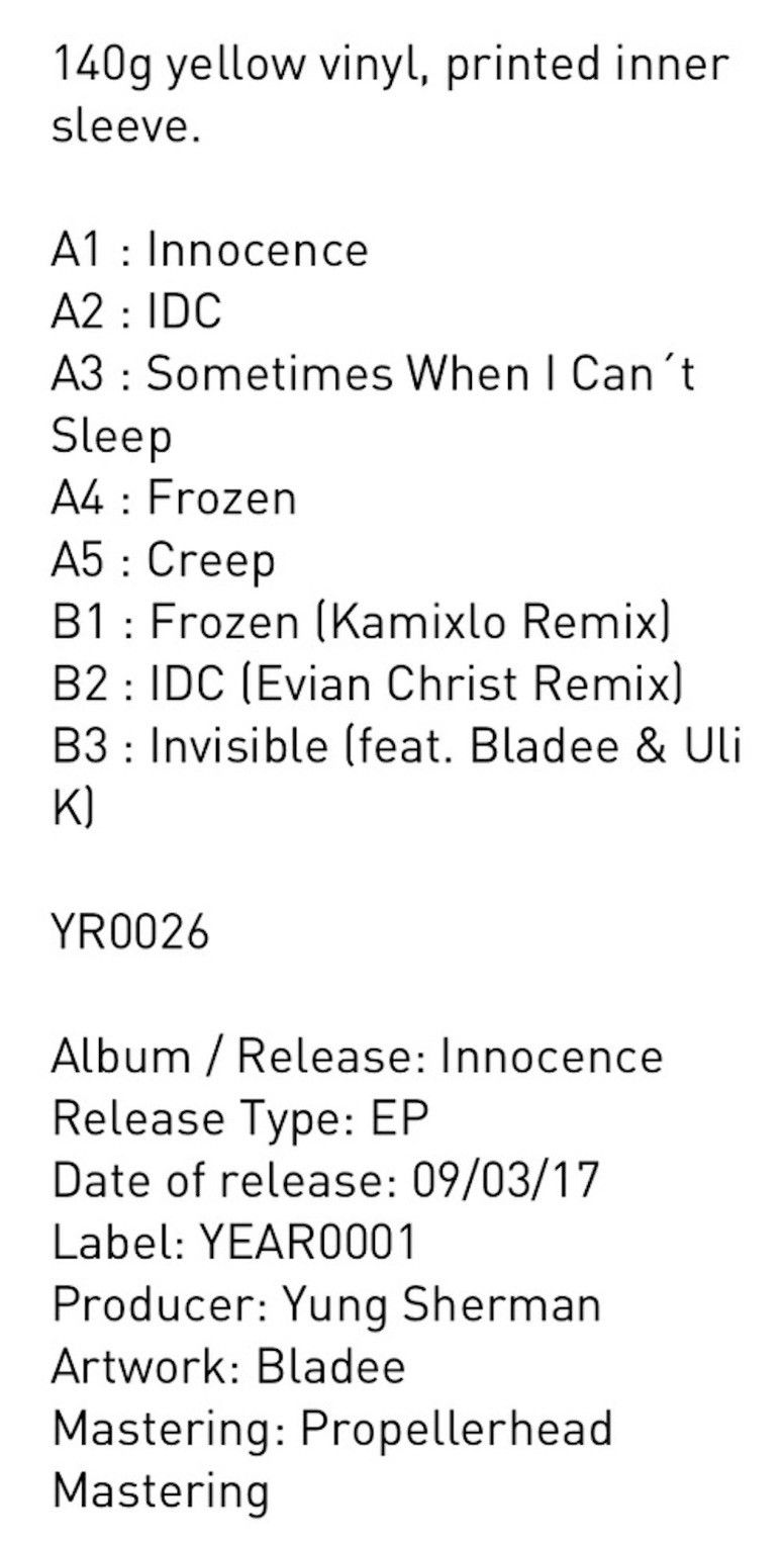 Drain Gang Yung Sherman Innocence V1 Vinyl Size ONE SIZE - 5 Thumbnail