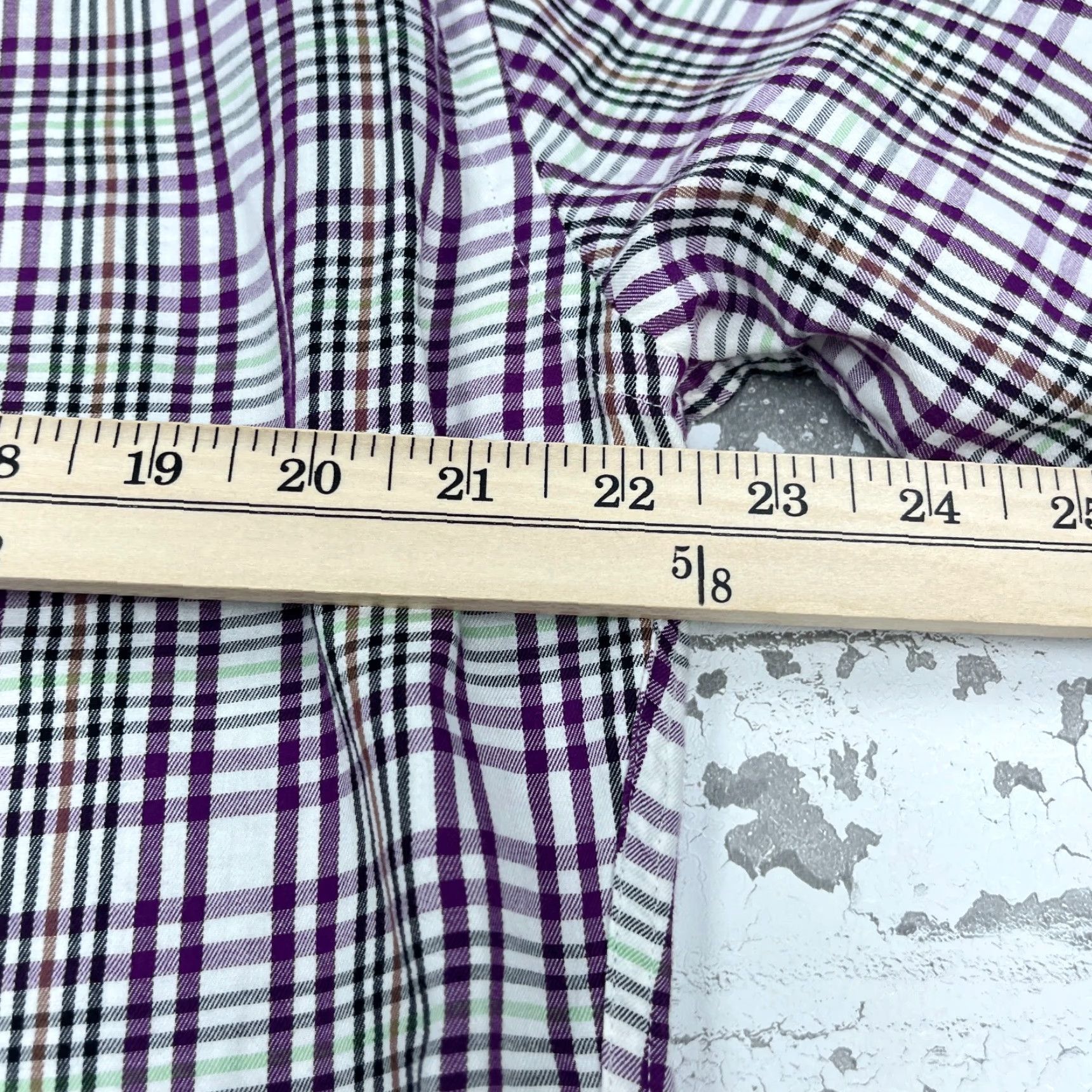 Peter Millar Peter Millar Shirt Men Large Purple White Plaid Flannel Dress Button Up Adult Size 42R - 7 Thumbnail