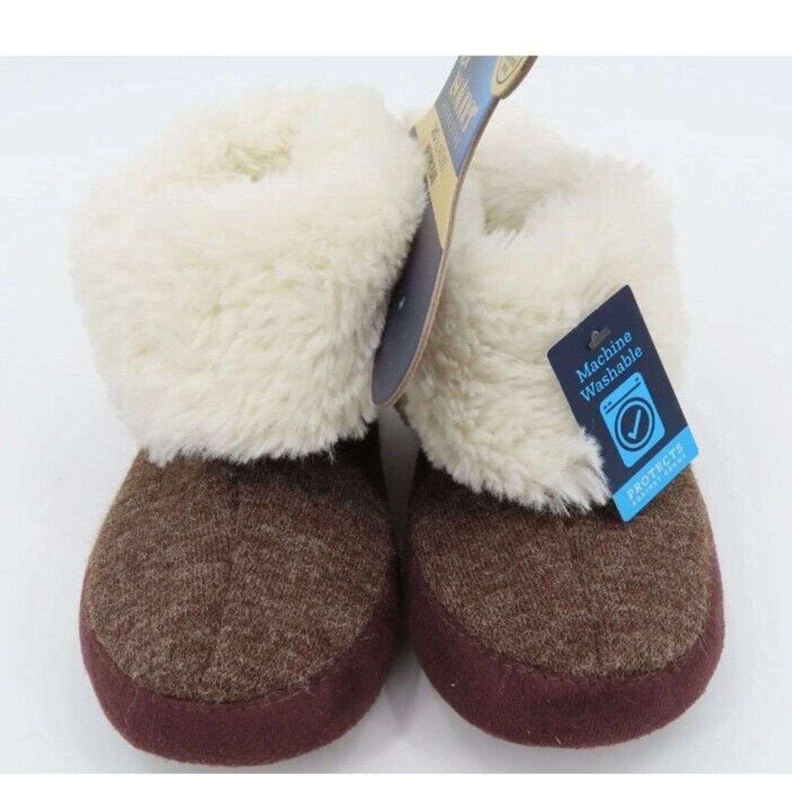 Other Isotoner Slippers Women's S 5-6 Brown Memory Foam Faux Fur Size US 5 / IT 35 - 4 Thumbnail