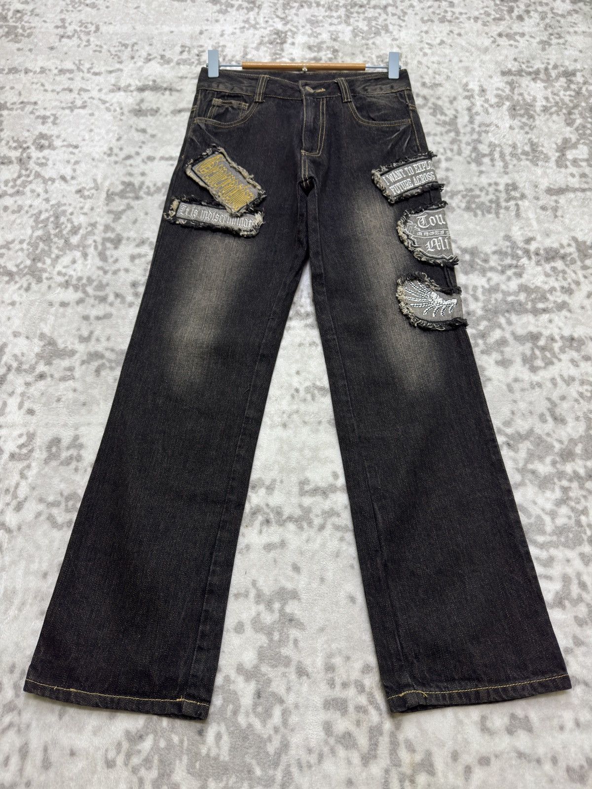 If Six Was Nine Vintage Punk Patchwork Denim Y2K Regular Fit Jeans Size US 26 / EU 42 - 1 Thumbnail