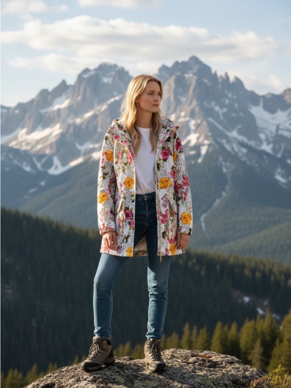 Style & Co Style & Co Floral Hooded Rain Jacket Size S Size S / US 4 / IT 40 - 2 Thumbnail