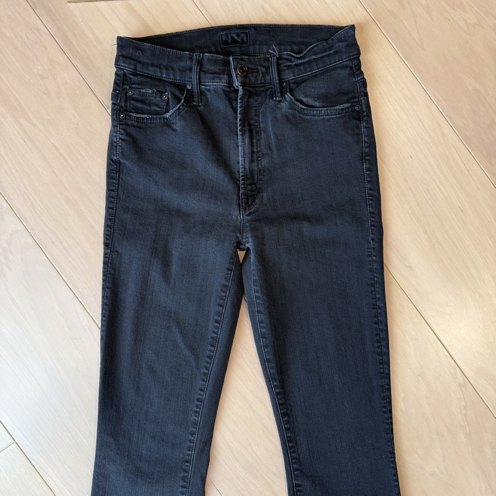 MOTHER Mother Insider Crop Step Fray Jeans Women's 24 Black Boho Size 24" / US 00 / IT 34 - 3 Thumbnail