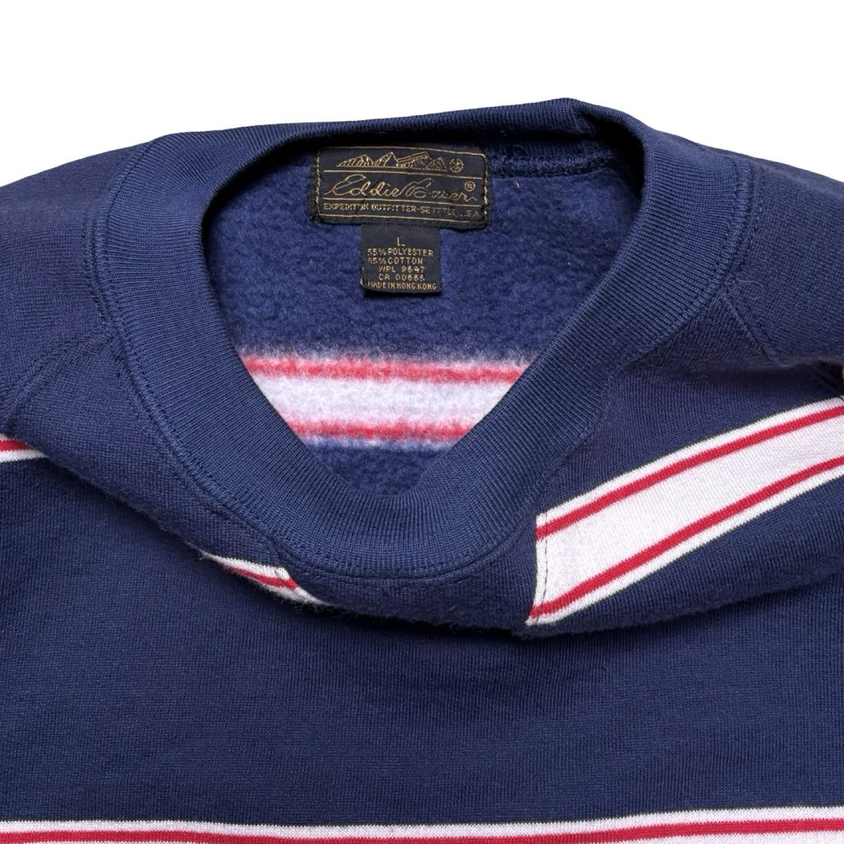 Eddie Bauer Vintage 80s 90s Eddie Bauer Striped Sweat Shirt Mens L Navy Size US L / EU 52-54 / 3 - 3 Thumbnail