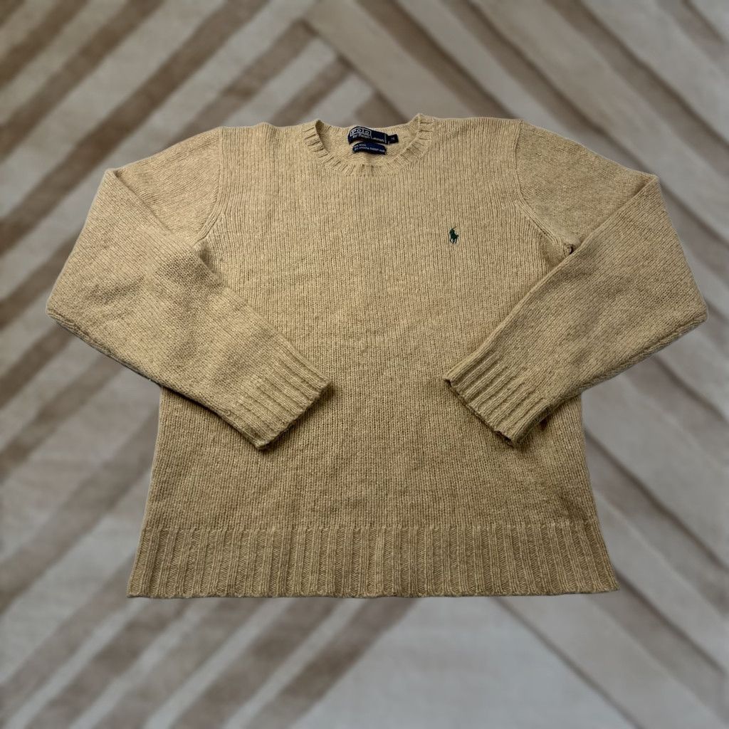 Polo Ralph Lauren VINTAGE Polo Ralph Lauren Merino Wool Rabbit Hair Crewneck Knit Sweater M Beige Men Sweater Pullover Classic Designer Preppy Size US M / EU 48-50 / 2 - 1 Thumbnail