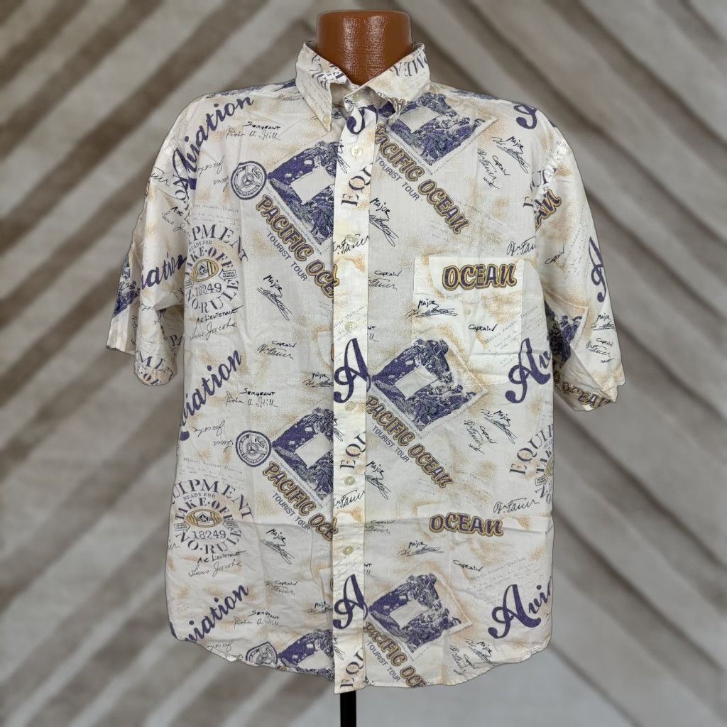 Roundtree & Yorke VINTAGE 90s Aviation Shirt Men Large Air Force Military Aircraft Pacific Ocean Size US L / EU 52-54 / 3 - 1 Thumbnail