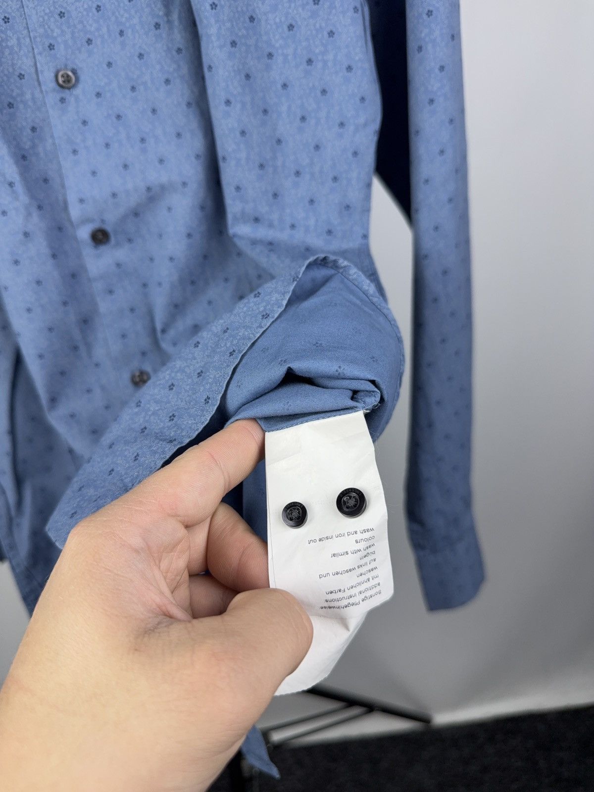 Karl Lagerfeld Karl Lagerfeld Blue Patterned Long Sleeve Shirt Size 40 / L Size US L / EU 52-54 / 3 - 5 Thumbnail