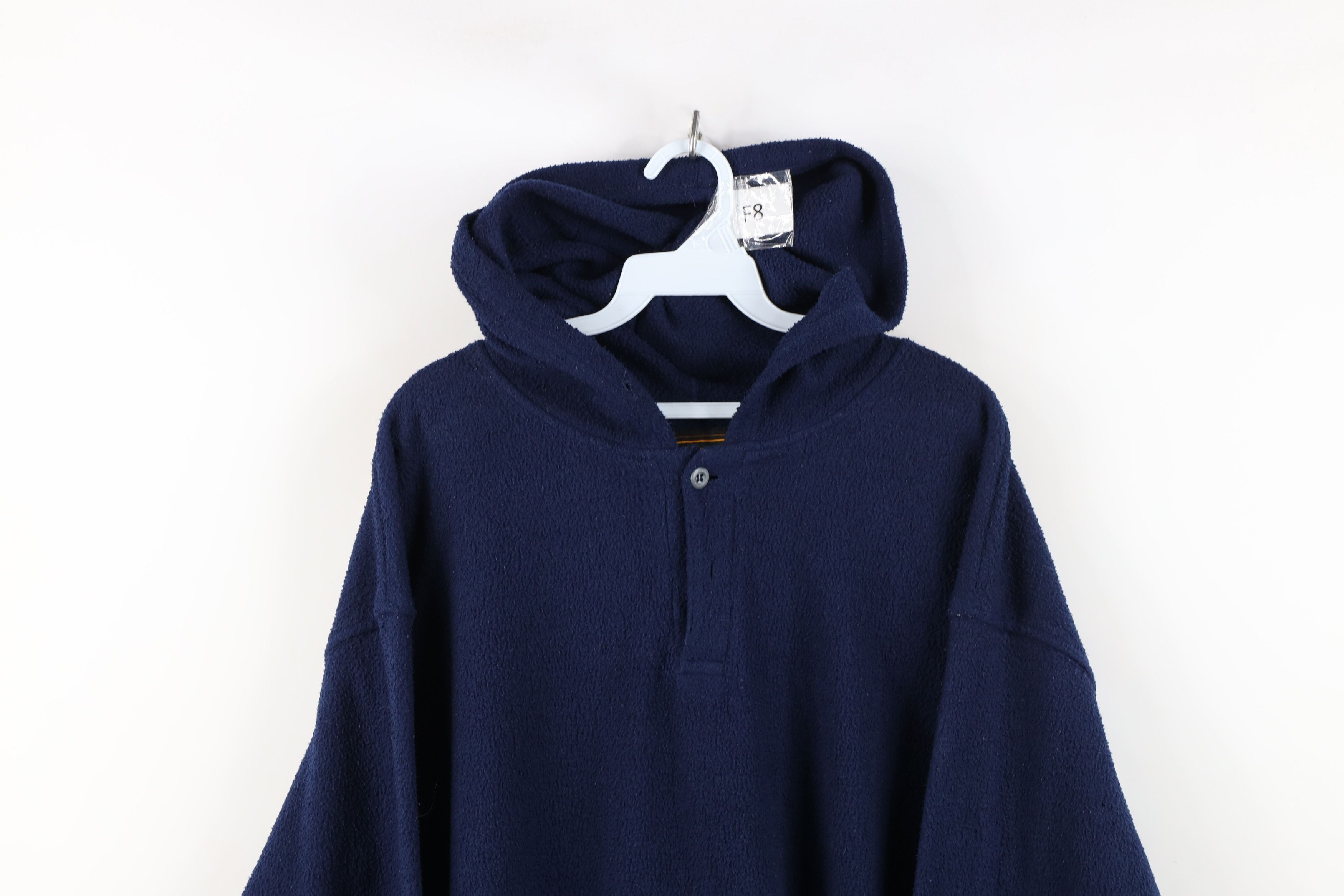 Vintage Vintage 90s Streetwear Blank Fleece Henley Hoodie Sweatshirt Size US XL / EU 56 / 4 - 2 Thumbnail
