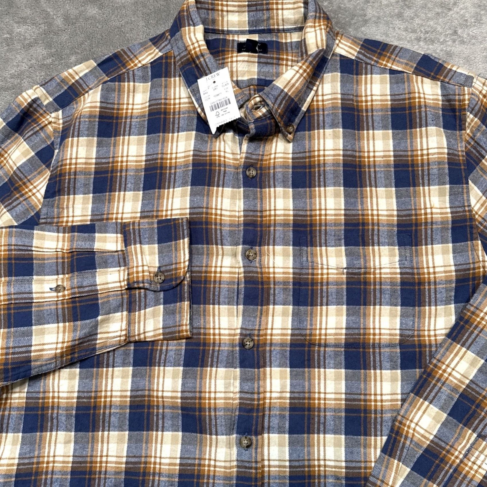 J.Crew J.CREW Brushed Twill Shirt Mens XL Plaid Button-Up Oxford Long Sleeve Casual Workwear Travel Multicolor Chest 48in Regular Fit Pocket Buttons Size US XL / EU 56 / 4 - 2 Thumbnail