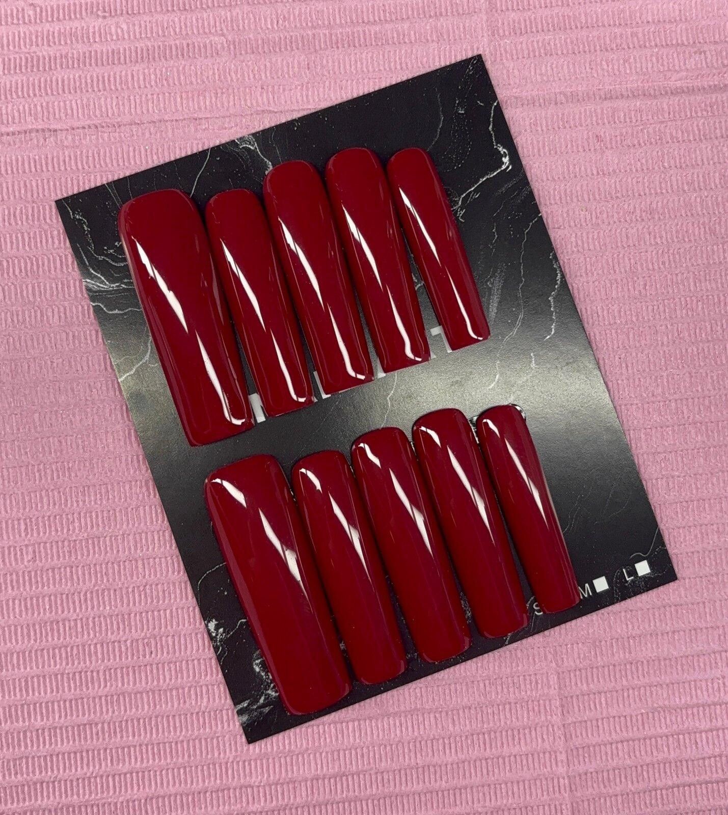 Handmade Extra long square Press on nails solid color builder gel Size ONE SIZE - 8 Thumbnail