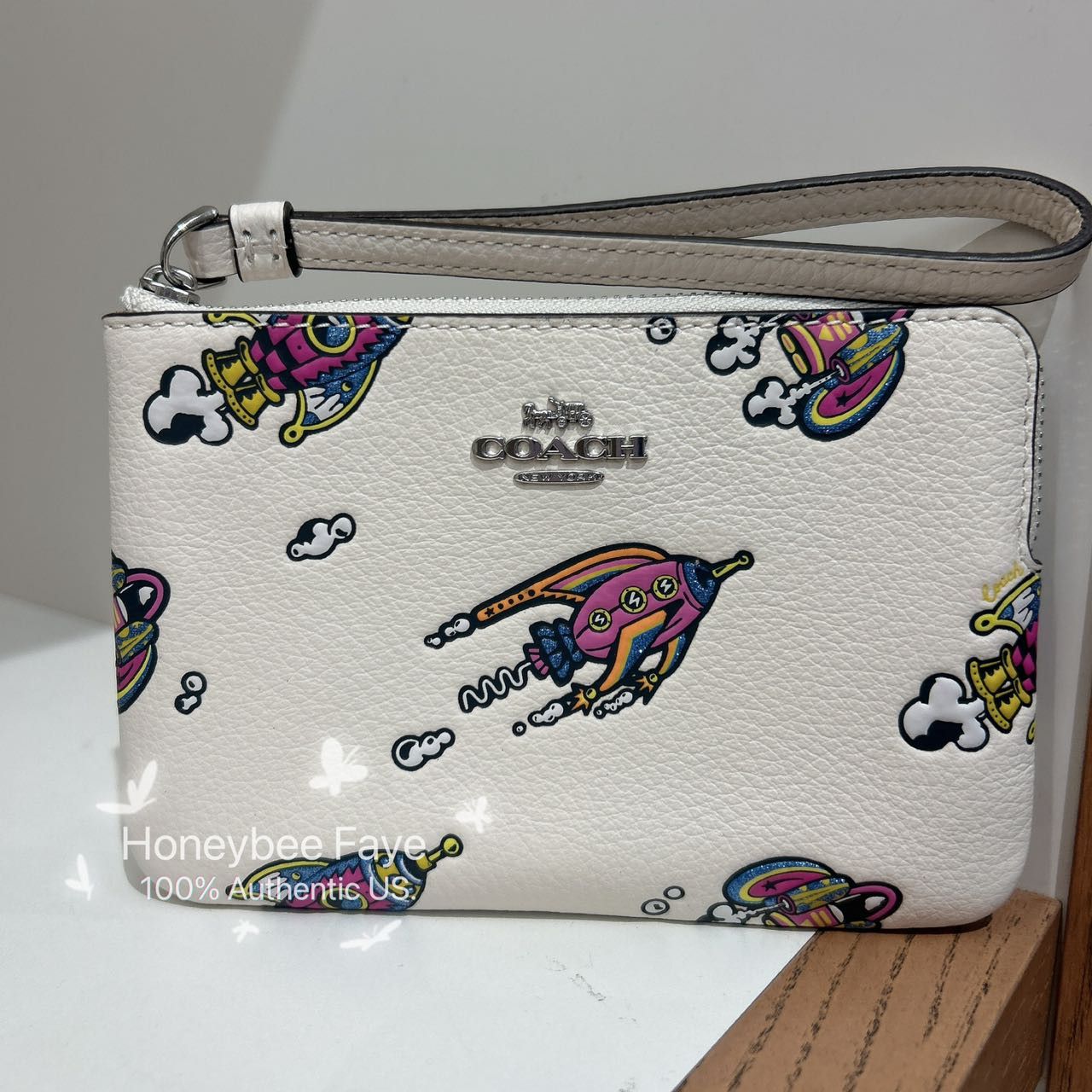 Coach Cosmic Coach Corner Zip Wristlet With Rocket Print CW864 Size ONE SIZE - 1 Thumbnail