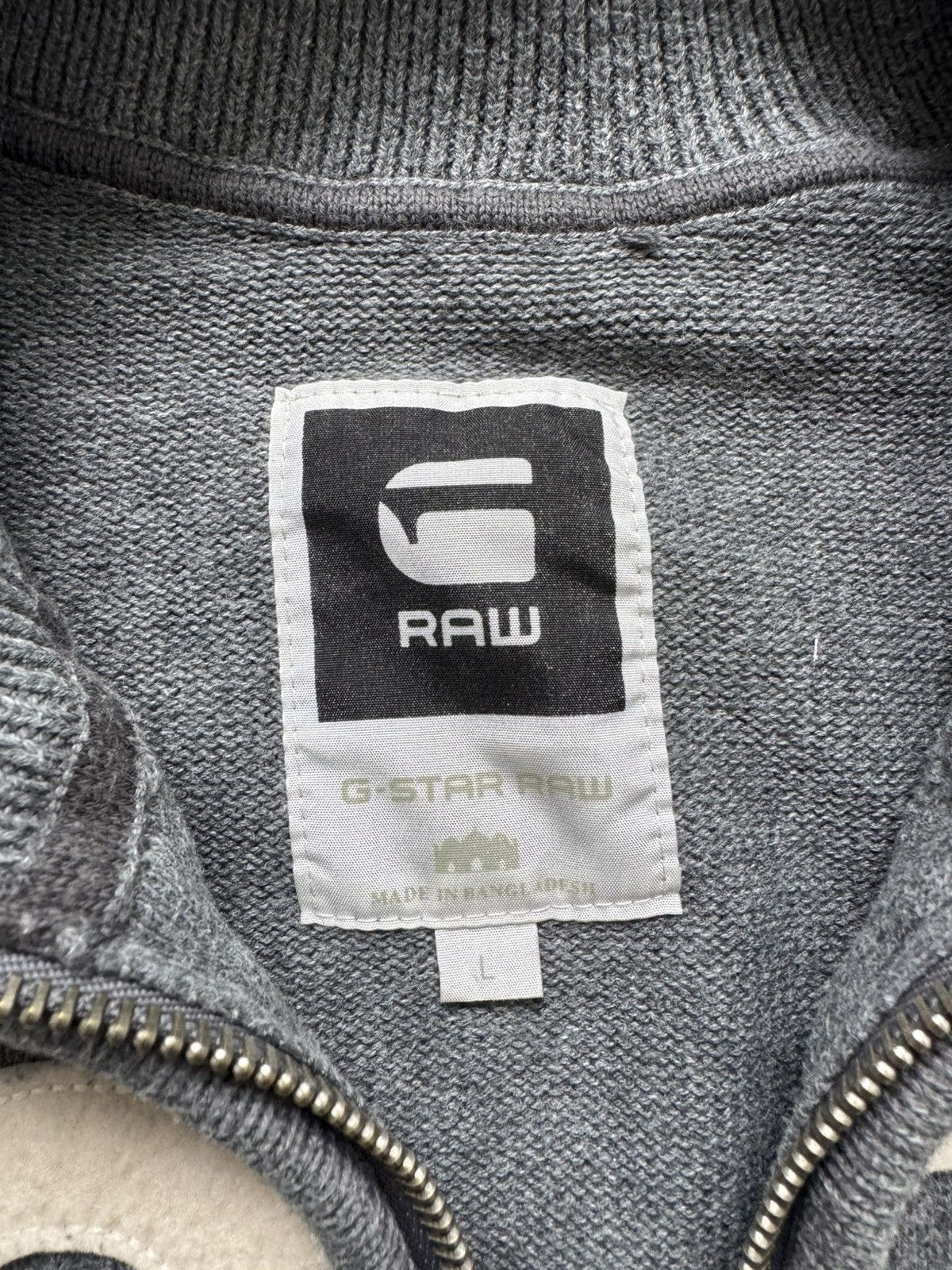 G-Star Vintage G-Star RAW Cotton Zip Up Sweater Gray Big Logo Y2K Size US L / EU 52-54 / 3 - 7 Thumbnail