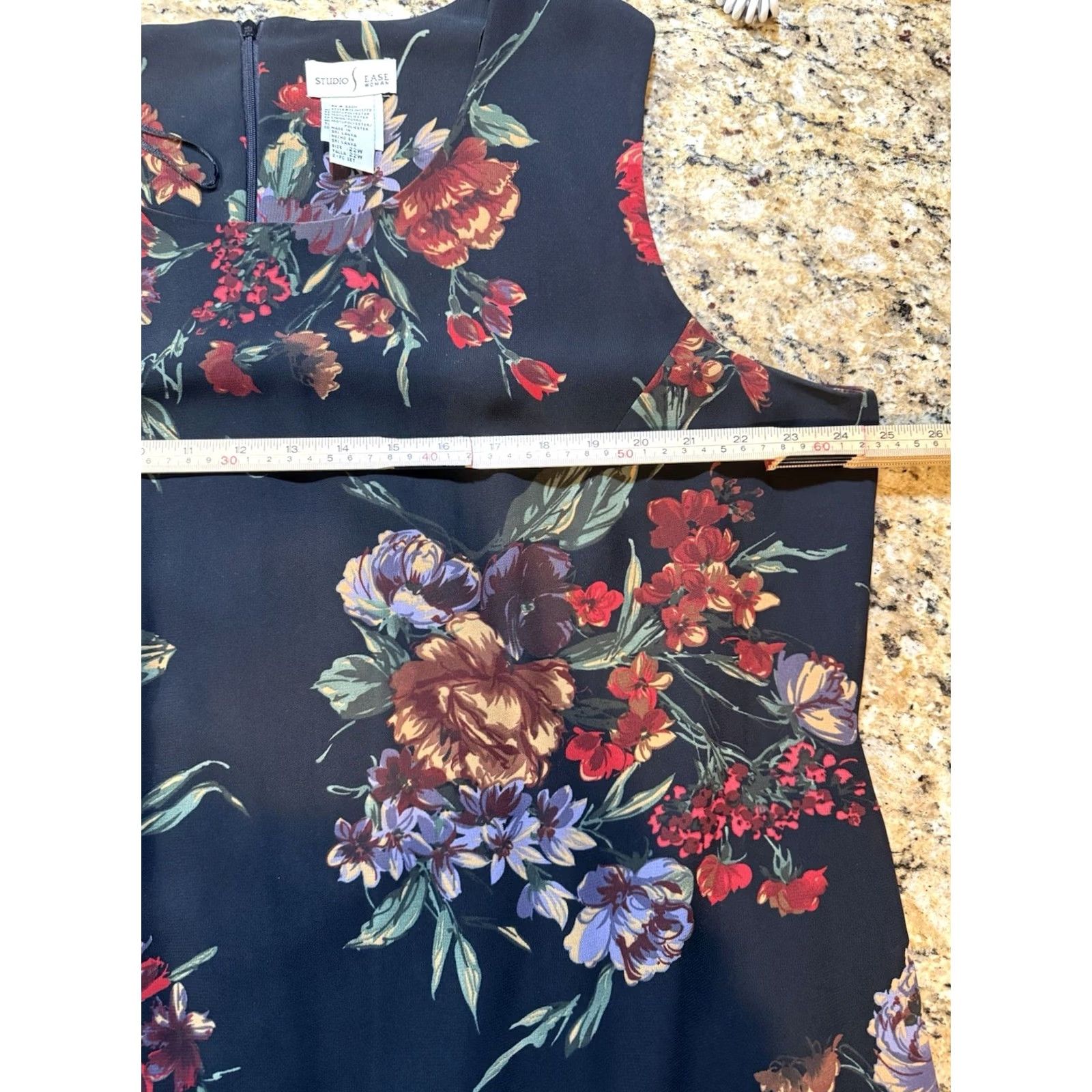 Vintage VINTAGE Studio Ease Women Sleeveless Black Floral 90s Midi Dress Plus Size 22W Dress Size 3XL / US 20-22 - 4 Thumbnail