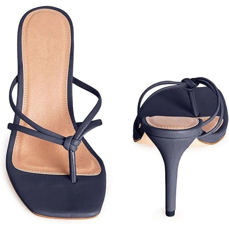 Other Coutgo Women's 8.5 Navy Blue Strappy Slide Sandal Heels Size US 8.5 / IT 38.5 - 4 Thumbnail