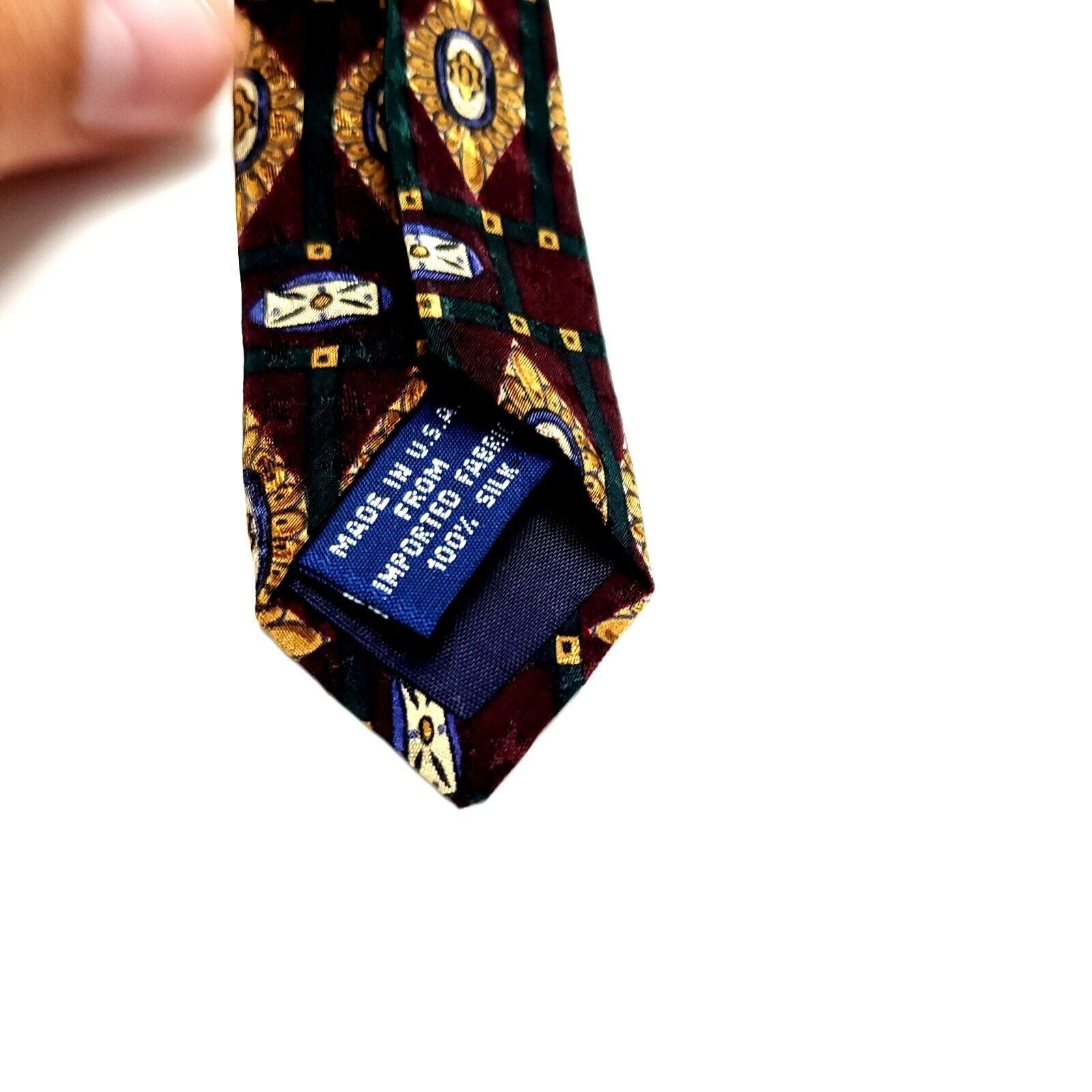 Gap Gap Silk Tie Print Maroon Red Geometric Size ONE SIZE - 4 Thumbnail