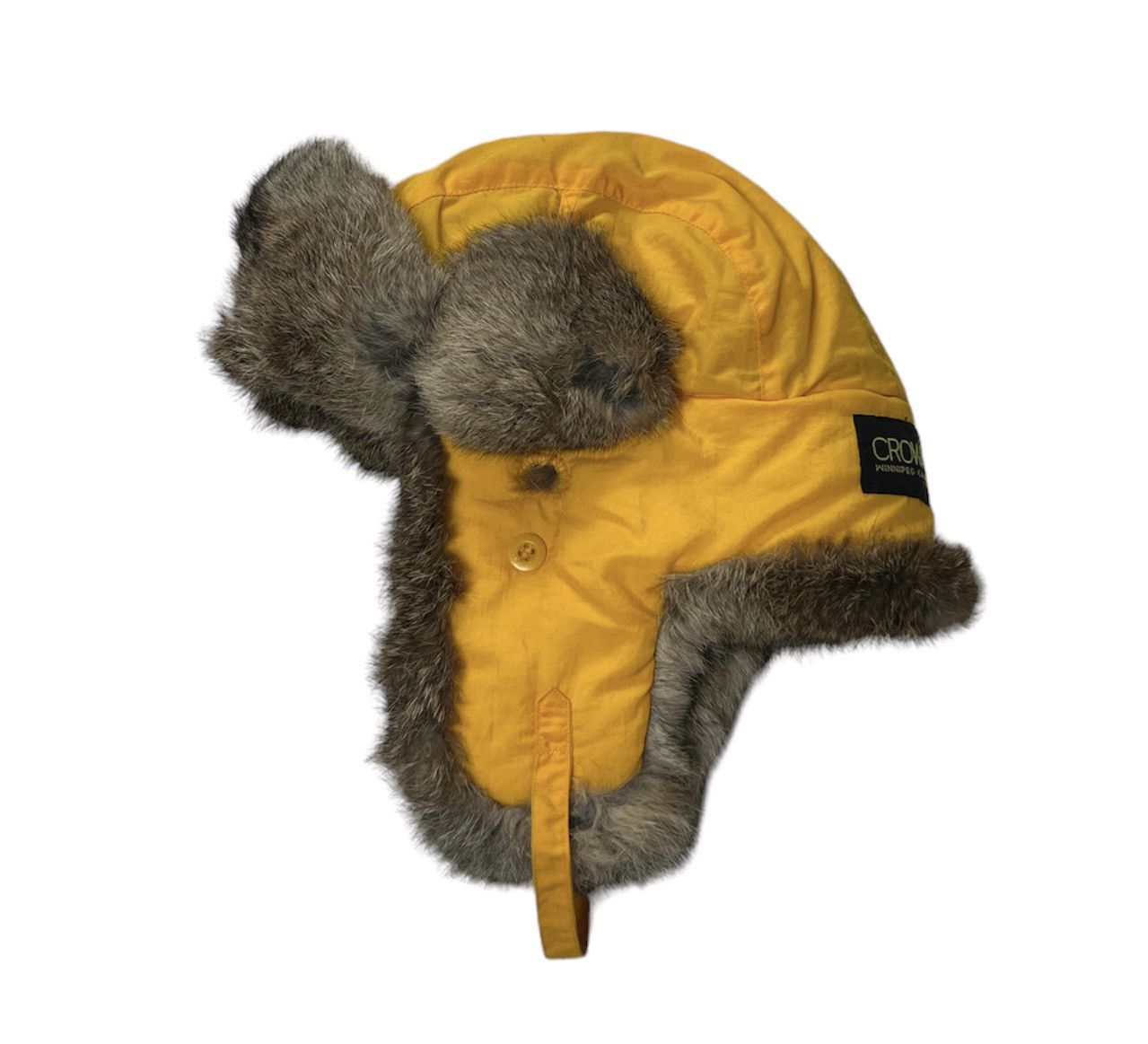 image of Avant Garde x Crown Cap Vintage Crown Cap 90's Rabbit Trapper Fur Fuzzy Ushanka Hat in Yellow, Men'
