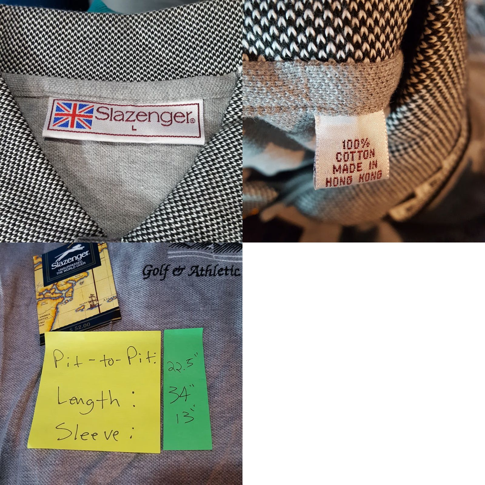Vintage VINTAGE Slazenger Polo Men's L Gray Collared PGA Polo Shirt Button Sports Shirt Golf Casual 90s Aztec USA Retro Athletics Mens Size US L / EU 52-54 / 3 - 8 Thumbnail