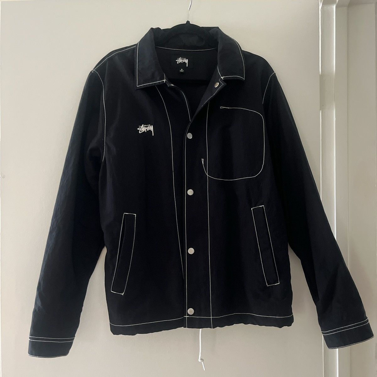 Stussy Stussy S Talk Melton Varsity Jacket Black | Grailed