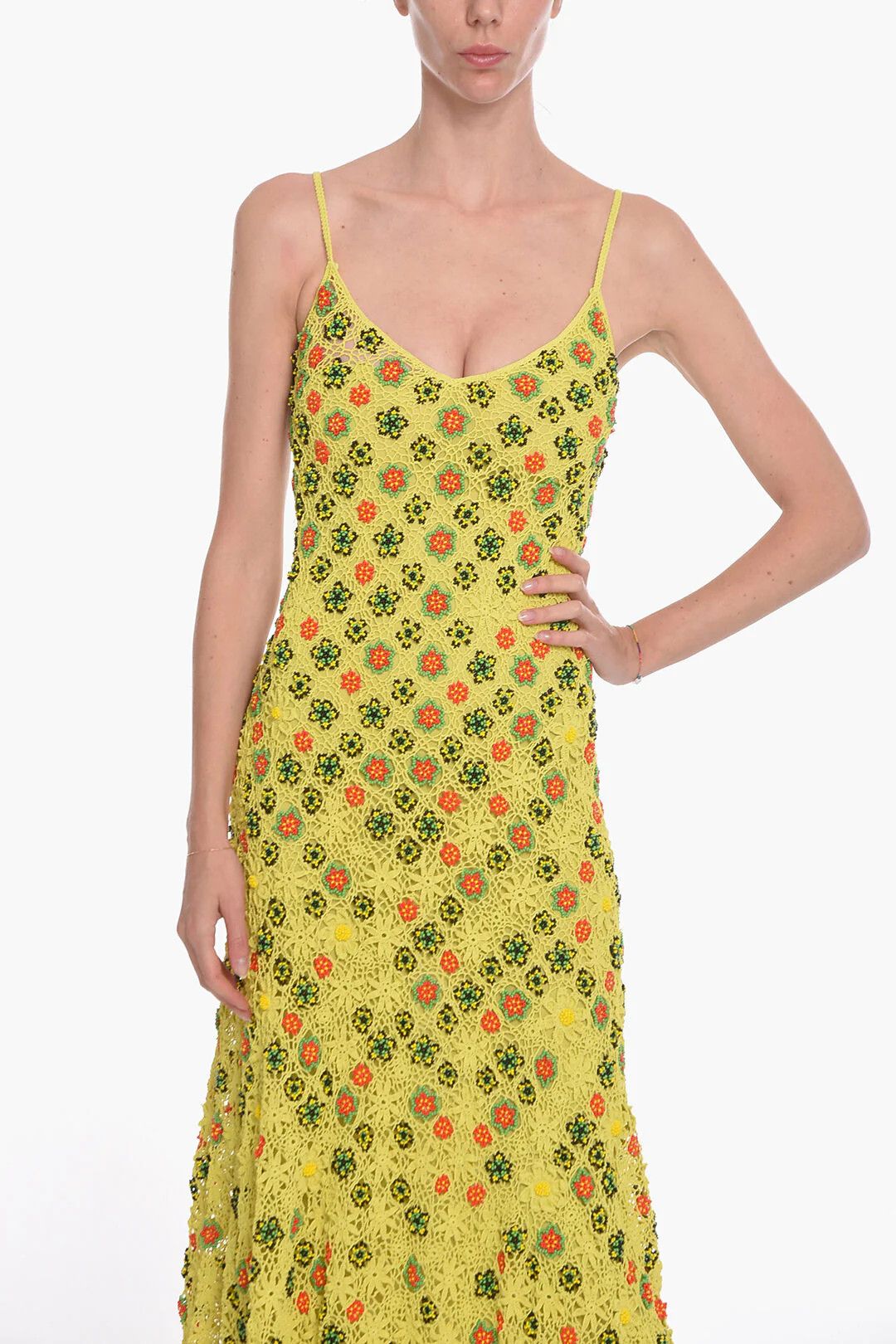 Bottega Veneta og1mm0426 Viscose Crochet Flare Dress in Multicolor Size S / US 4 / IT 40 - 4 Thumbnail