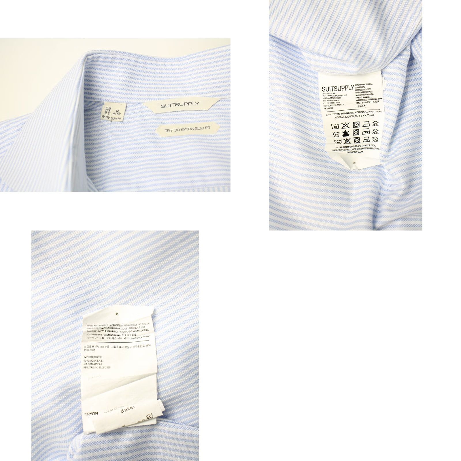 Suitsupply Suitsupply Try On Extra Slim Fit Formal Shirt Men's 42 / 16 1/2 Pinstripe Blue Shirt Slim Fit Dress Shirt Men 42 / 16 1/2 Pinstripe Blue Size 42R - 8 Thumbnail
