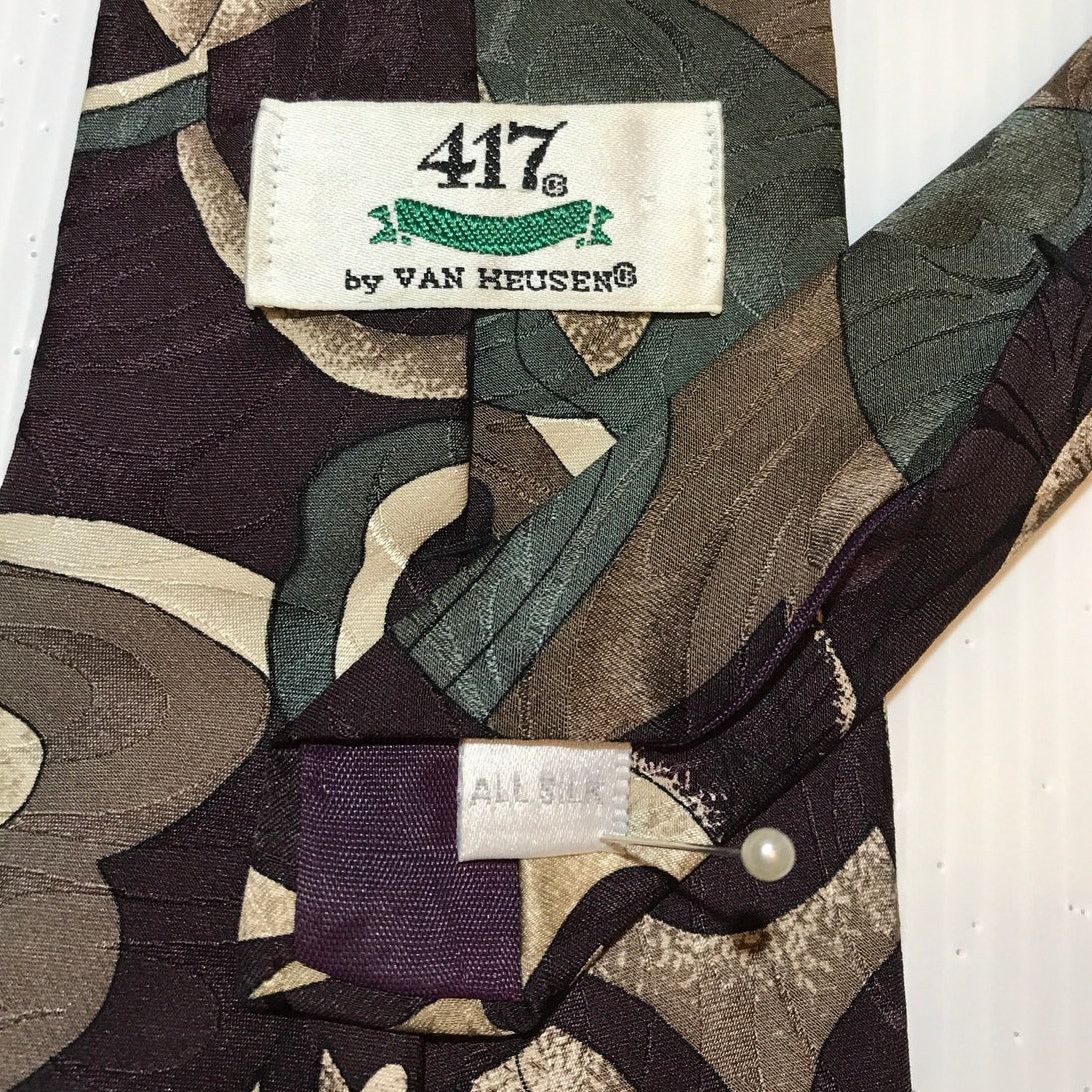 Van Heusen 417 by Van Heusen Vintage Silk Classic Wide Men Necktie Size ONE SIZE - 4 Thumbnail