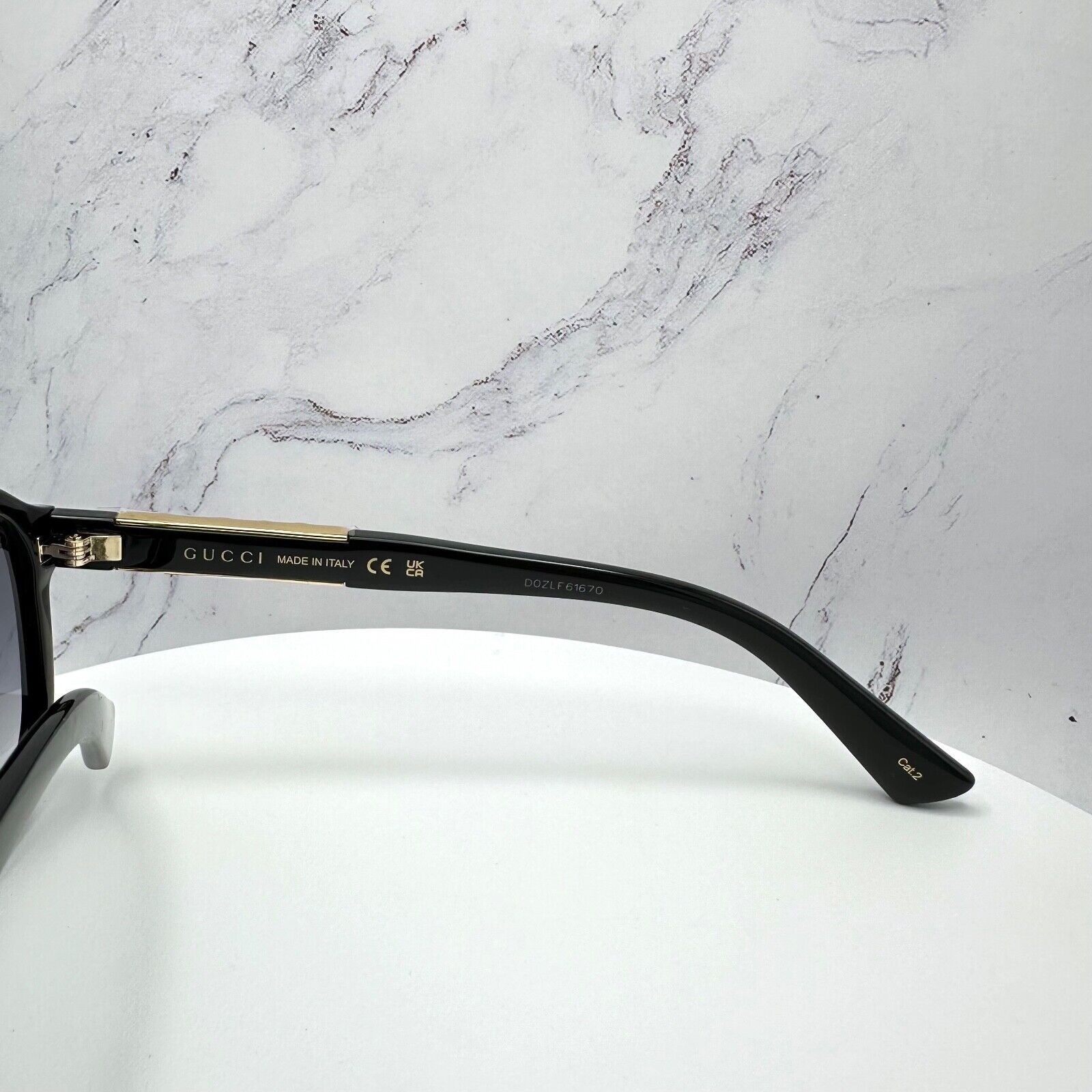 New Gucci Sunglasses Black Pilot Aviator 58mm Navigator Gold