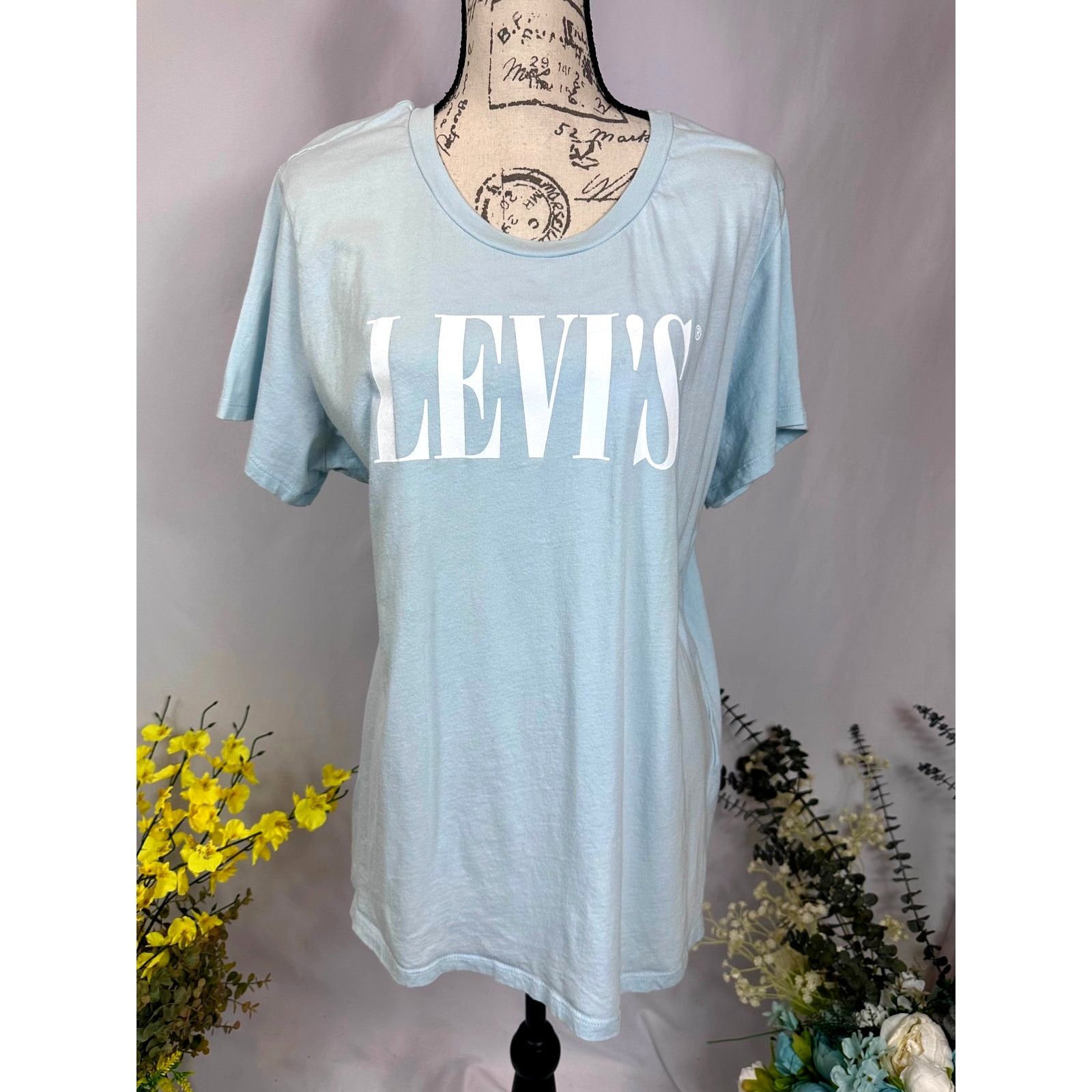 Levi's Levis 90's Serif Logo Graphic Tee Shirt Baby Blue Size 2X Size XXL / US 16-18 / IT 52-54 - 6 Thumbnail