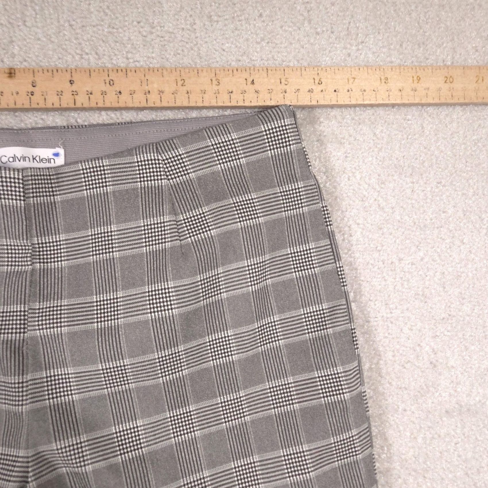 Calvin Klein Calvin Klein Dress Pants Womens M Gray Plaid Twill Pull On Slim Stretch Career Size 32" / US 10 / IT 46 - 4 Thumbnail