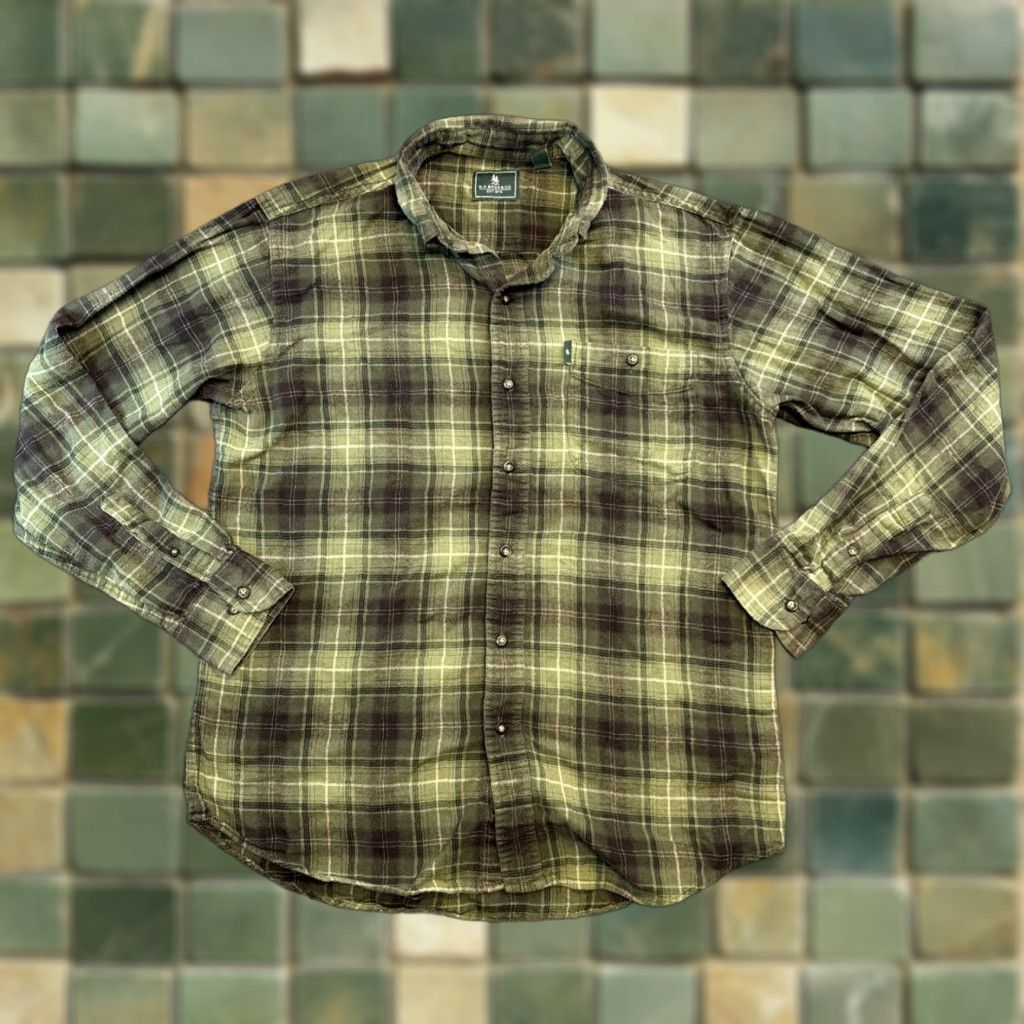 Vintage GH Bass Co Men’s M Chamois Flannel Green SOFT Plaid Button Down Collared Shirt Size US M / EU 48-50 / 2 - 1 Thumbnail