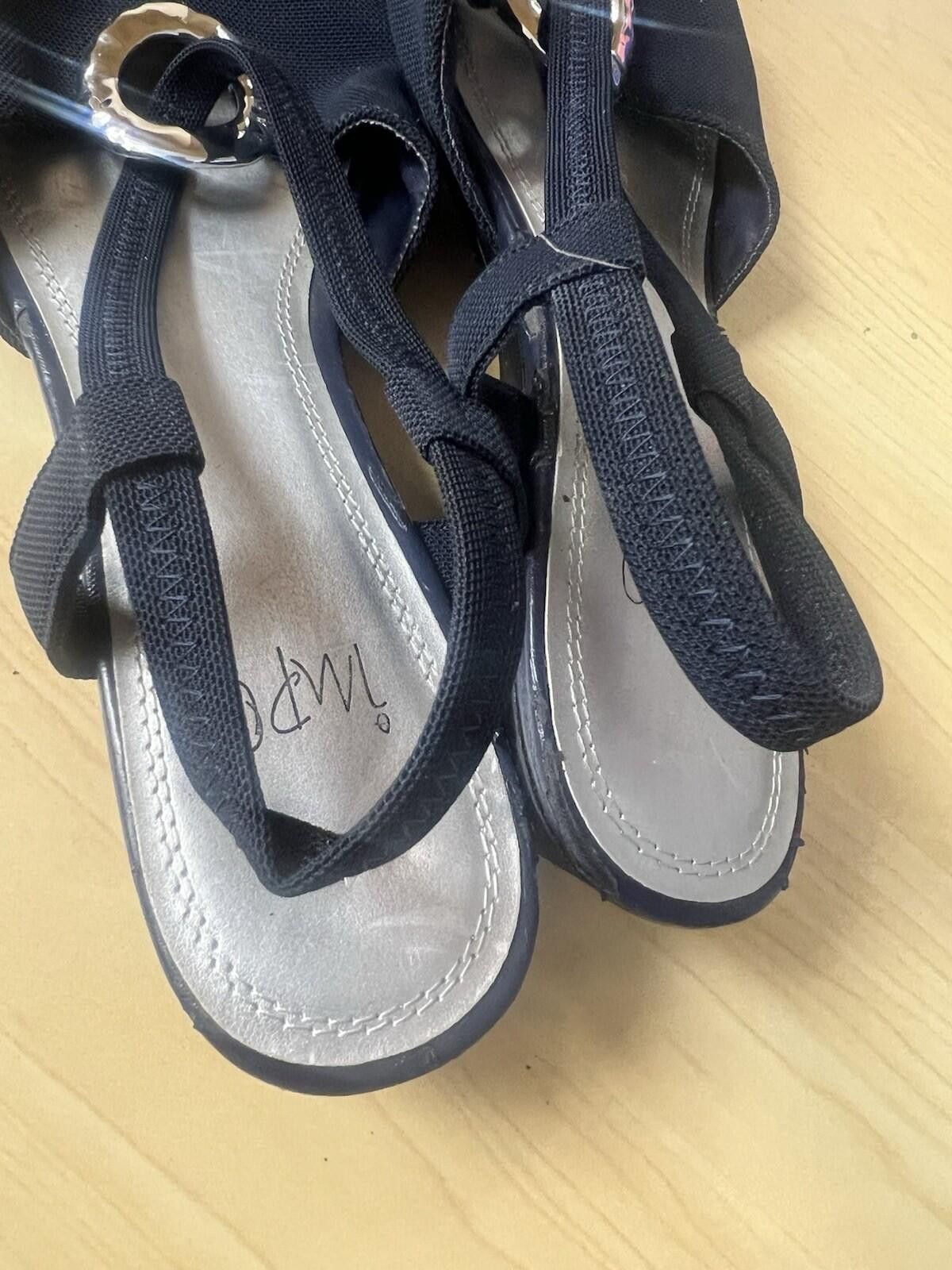 Imperial Impo Stretch Women's Black Wedge Sandals Size 10w Size US 10 / IT 40 - 7 Thumbnail