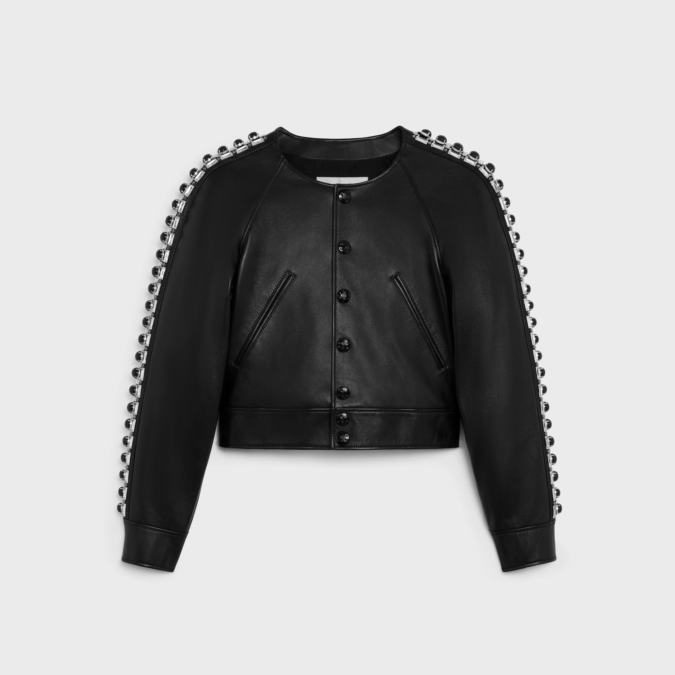 Celine EMBROIDERED BLOUSON JACKET IN SOFT LAMBSKIN black Size S / US 4 / IT 40 - 1 Thumbnail