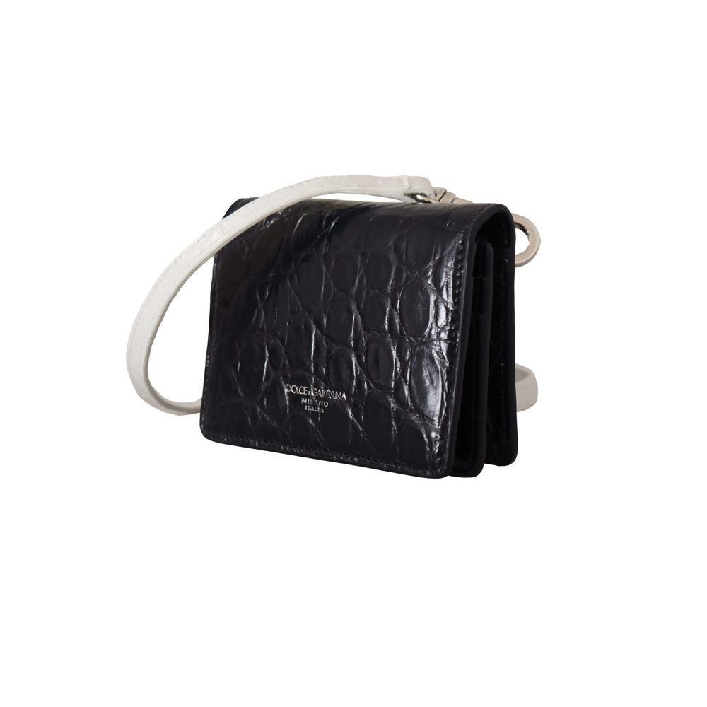 Dolce & Gabbana Dolce & Gabbana Blue White Caiman Leather Strap Card Holder Size ONE SIZE - 2 Thumbnail