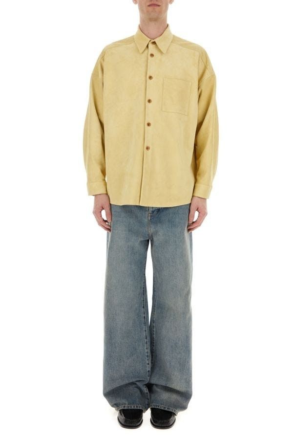 Marni o1w1db11125 Suede Shirt in Pastel Yellow Size US XL / EU 56 / 4 - 6 Thumbnail