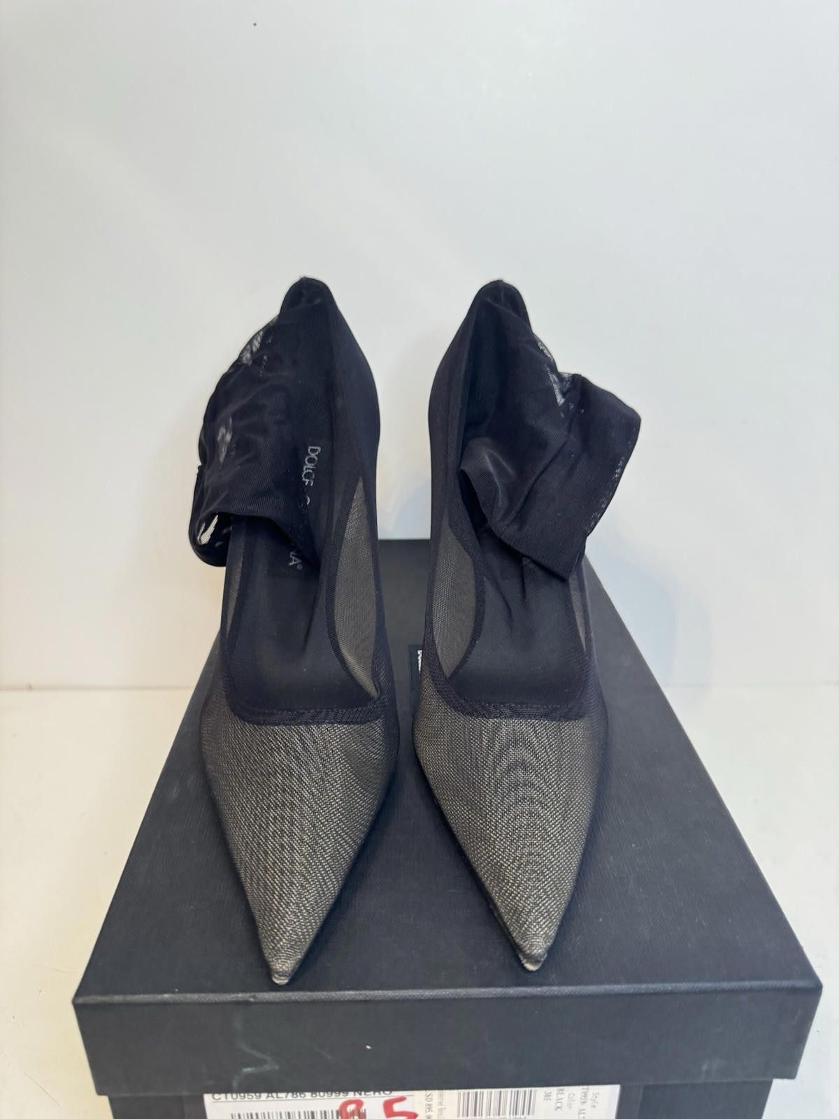 Dolce & Gabbana DOLCE & GABBANA Shoes Black Viscose Mesh Sock Style Boots Size US 7.5 / IT 37.5 - 2 Thumbnail
