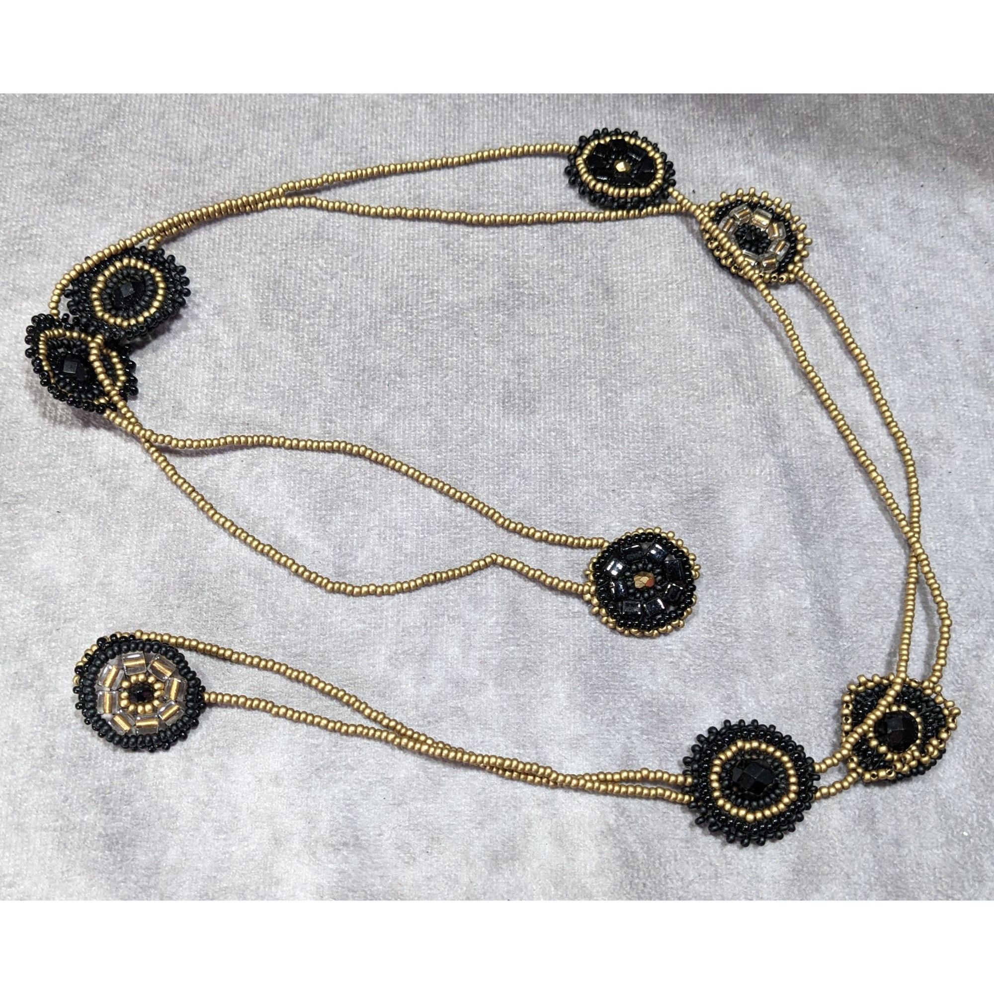 Other Glass Beaded Necklace Black And Gold Tone With Flower Disc S Size ONE SIZE - 6 Thumbnail
