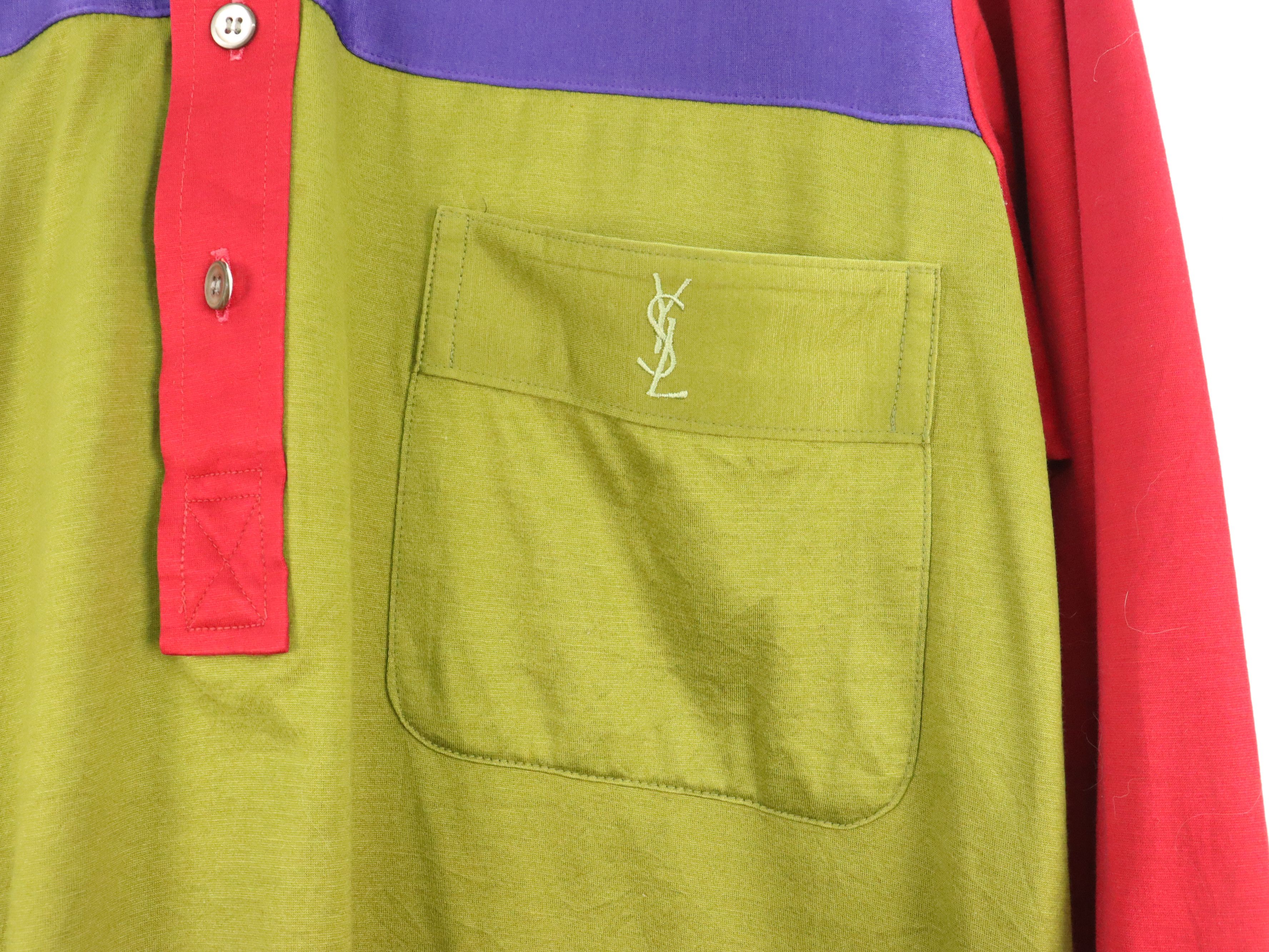 Yves Saint Laurent Vtg. Yves Saint Laurent Paris YSL Retro Multicolor L/S Shirt Size US M / EU 48-50 / 2 - 6 Thumbnail